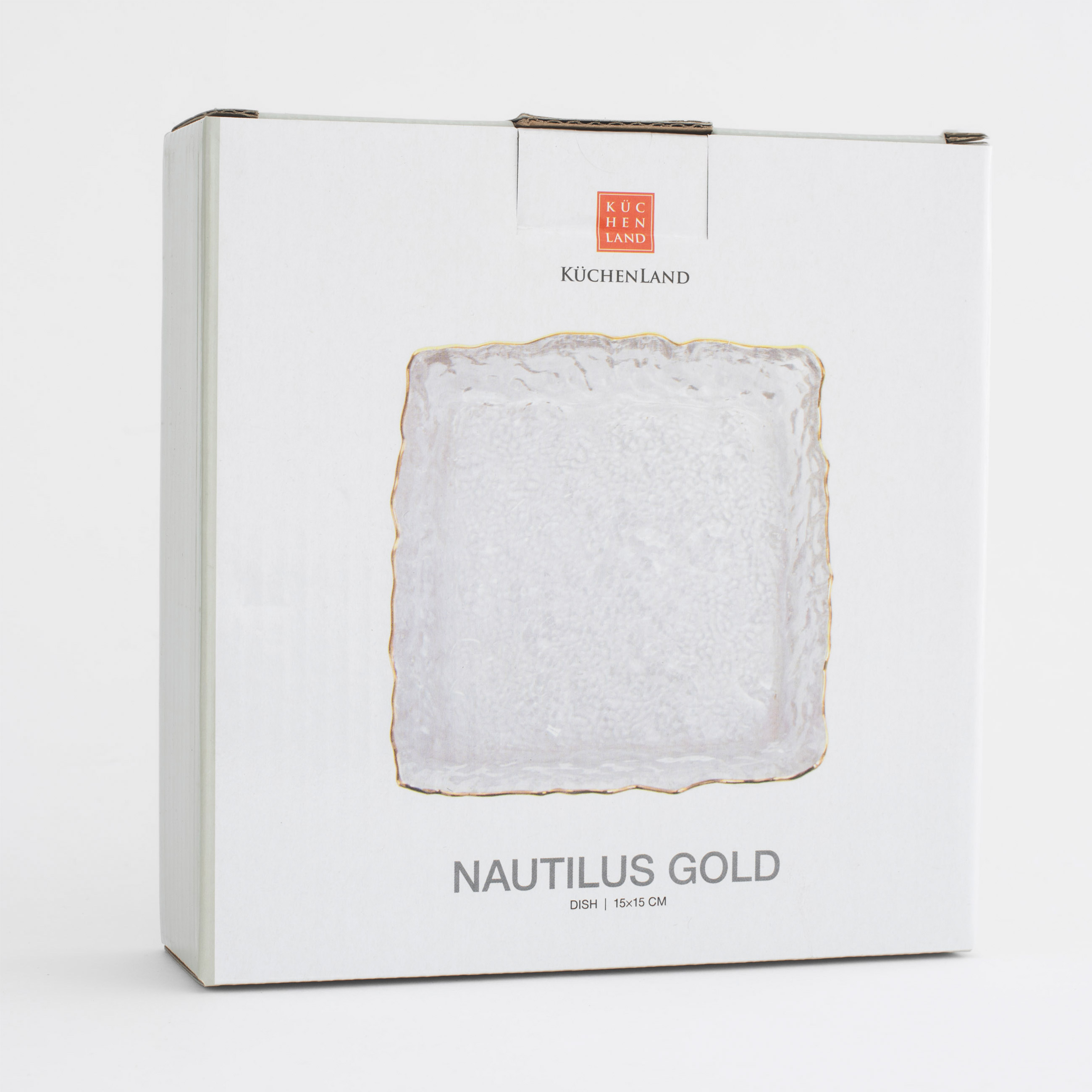 Блюдо, 15х15 см, стекло, квадратное, с золотистым кантом, Nautilus gold изображение № 6