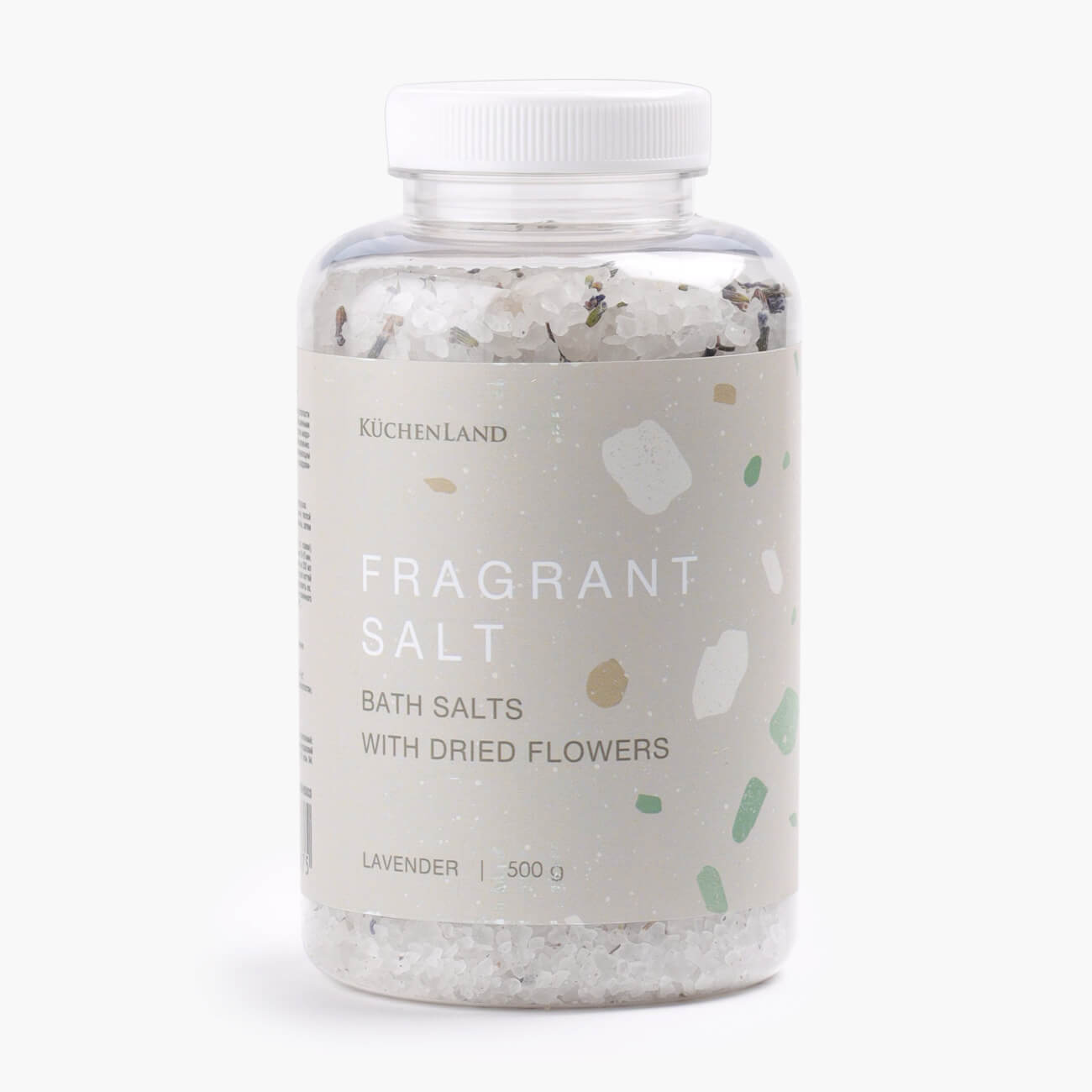 Соль для ванны, 500 гр, расслабляющая, с сухоцветами, белая, Лаванда, Fragrant salt таблетированная соль мозырьсоль 25 кг