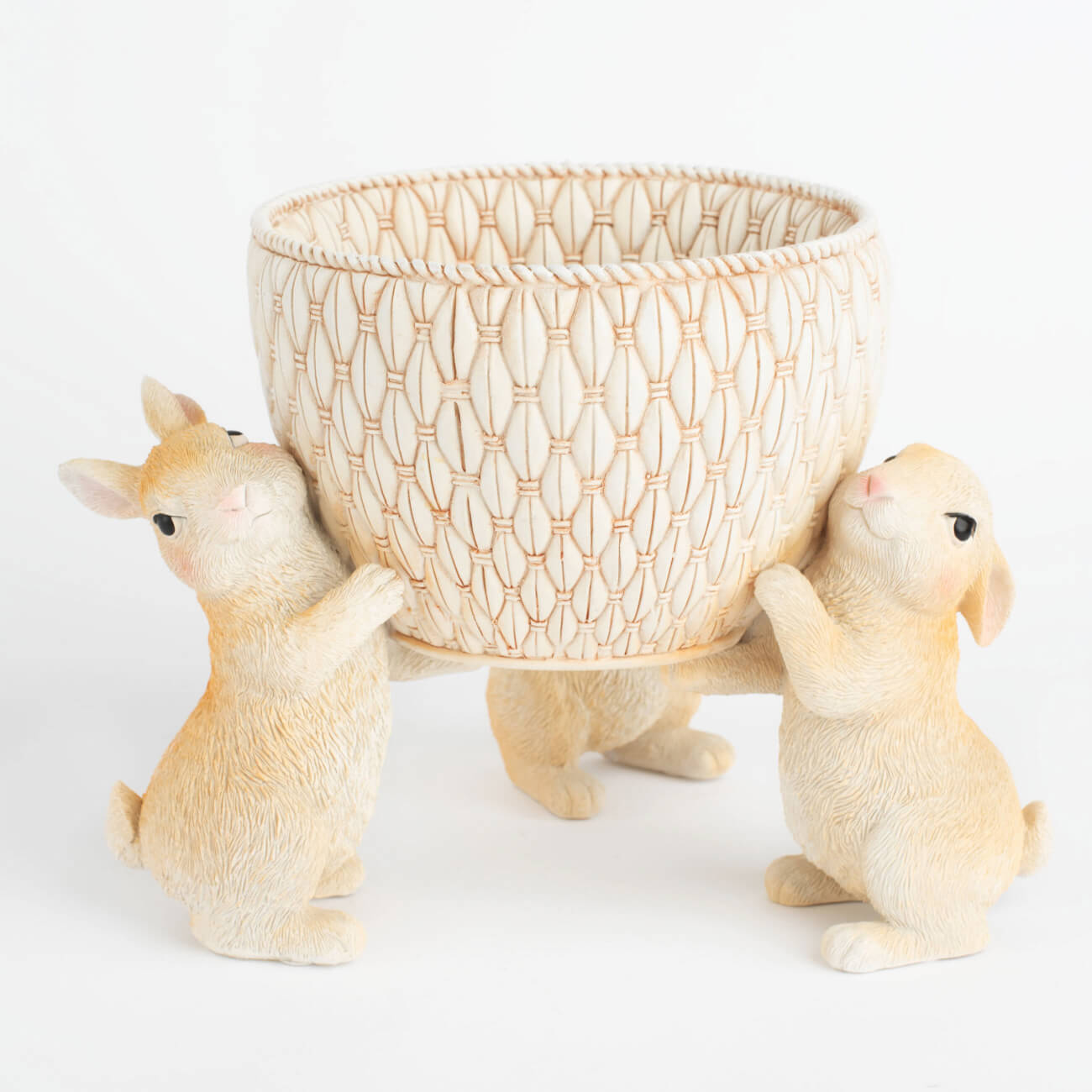 Ваза декоративная, 21х17 см, полирезин, Три кролика с корзиной, Natural Easter подставка для салфеток декоративная