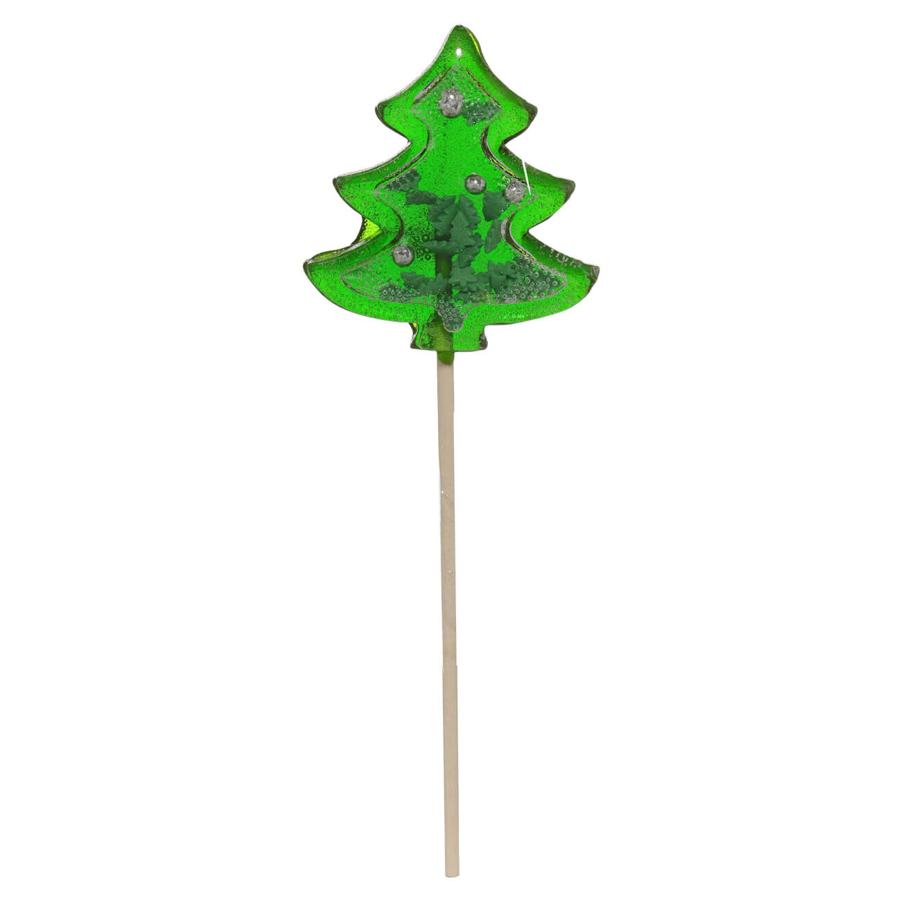 Леденец, 30 гр, погремушка, на палочке, изомальт, зеленый, Елка, Sweet life рождественская елка