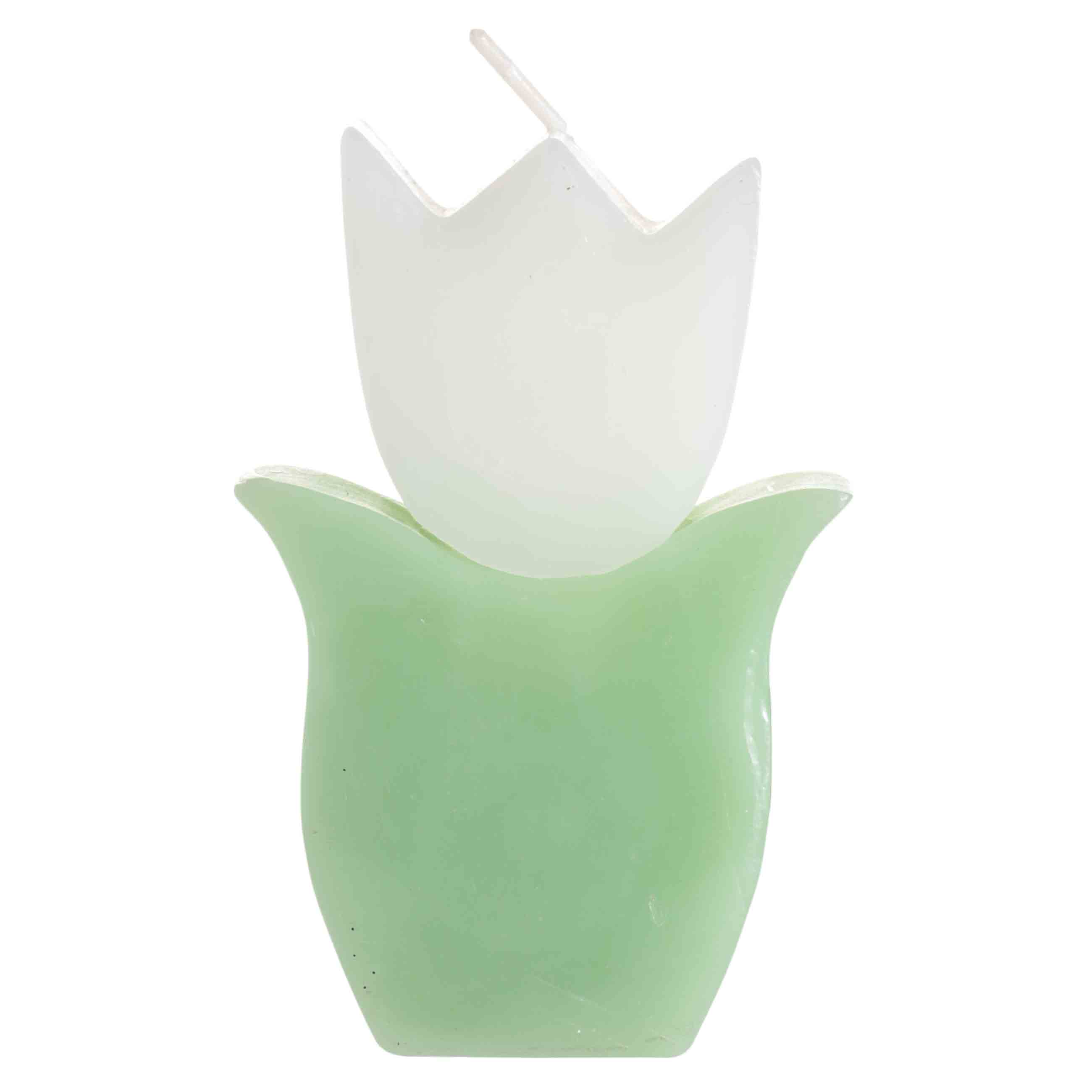 Свеча, 10 см, бело-зеленая, Тюльпан, Tulip garden изображение № 3