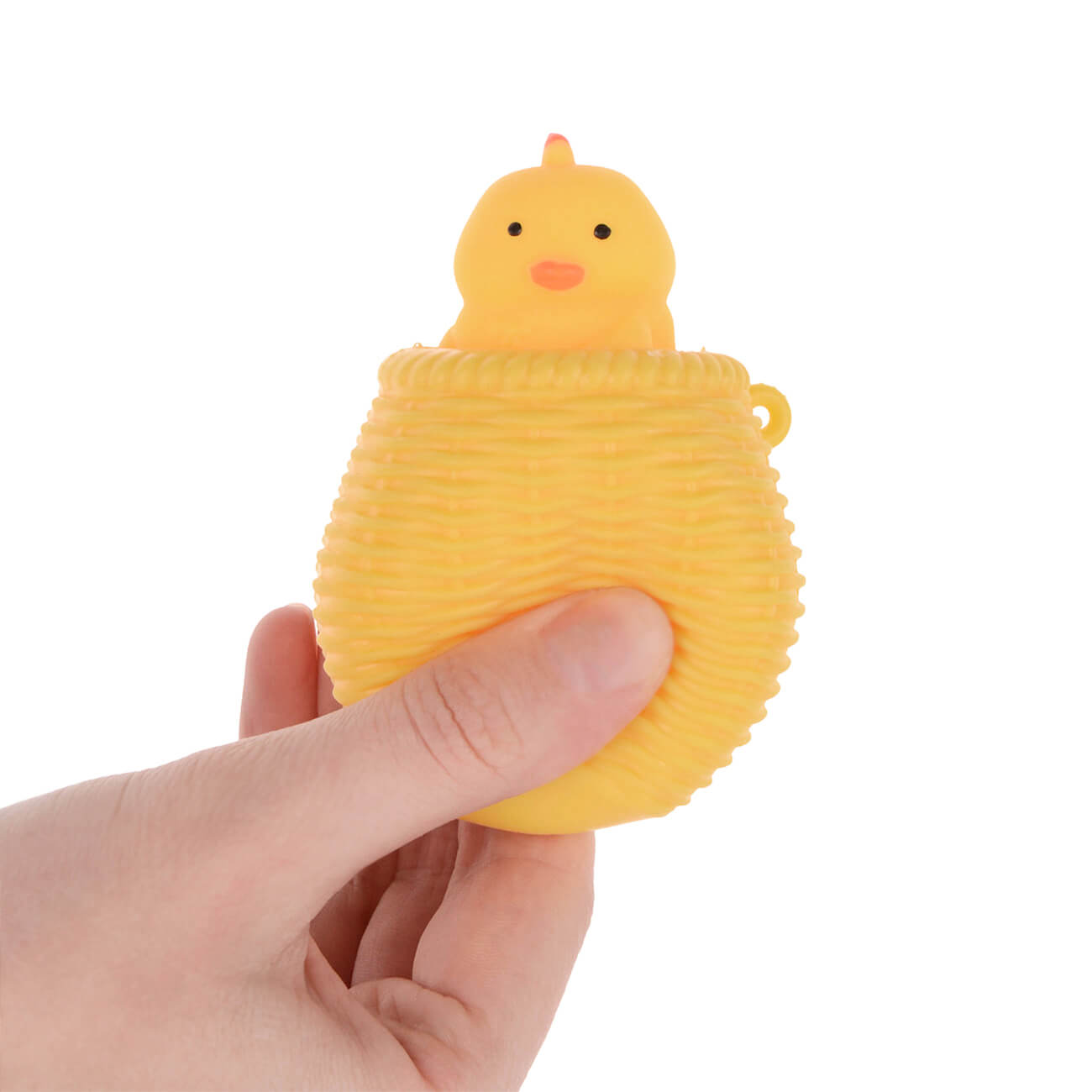 Игрушка-антистресс, 7 см, резина, желтая, Цыпленок в корзине, Childhood - фото 1
