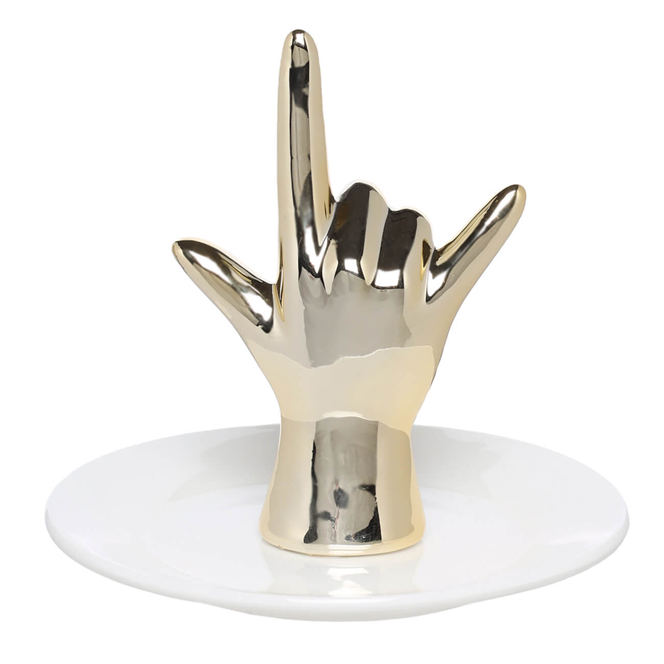 Держатель для украшений, 11 см, керамика/металл, бело-золотистый, Рука, Hand держатель для полотенец на липучке доляна 27×7×7 см хром
