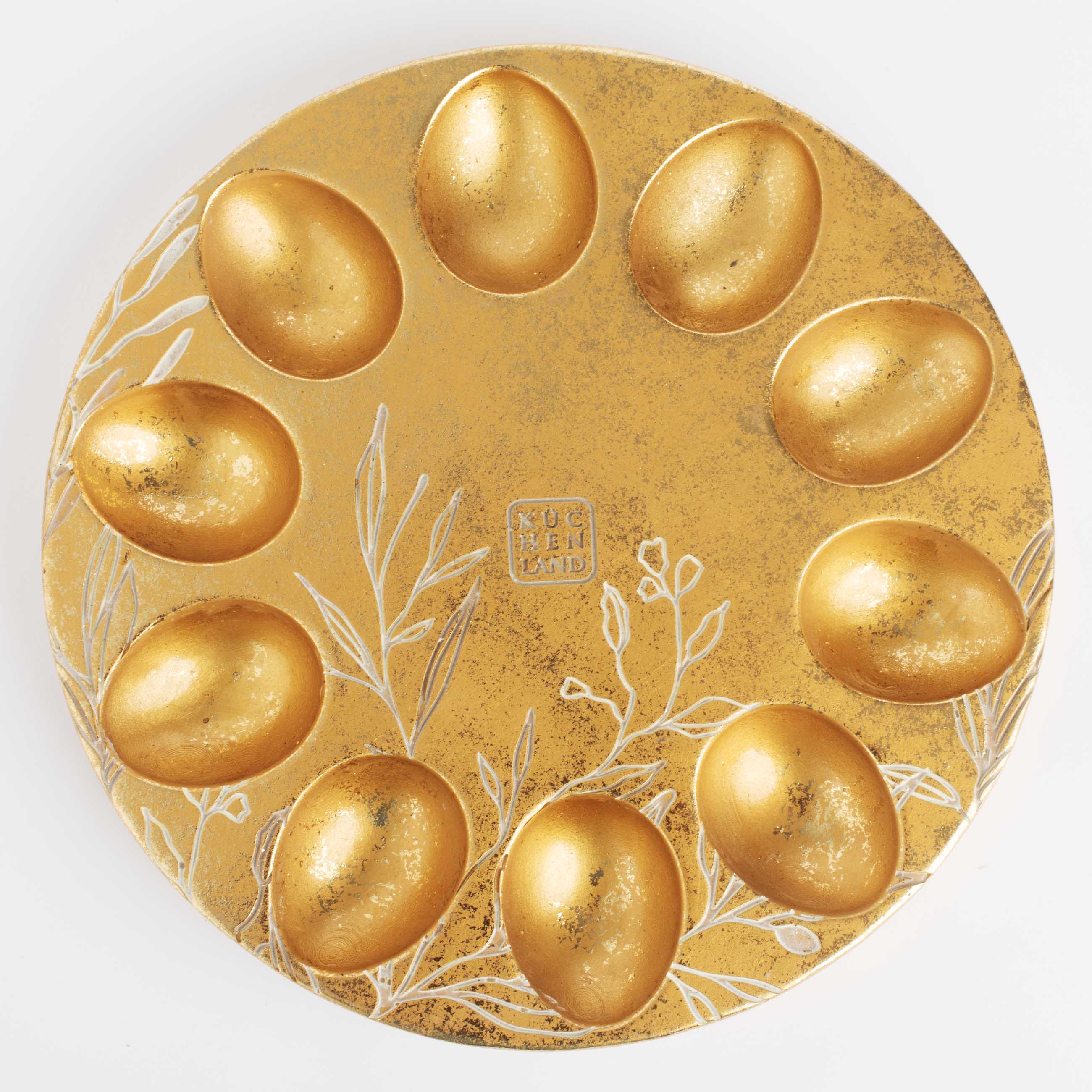 Блюдо пасхальное, 23 см, 10 отд, полирезин, золотистое, Узор, Easter gold изображение № 2