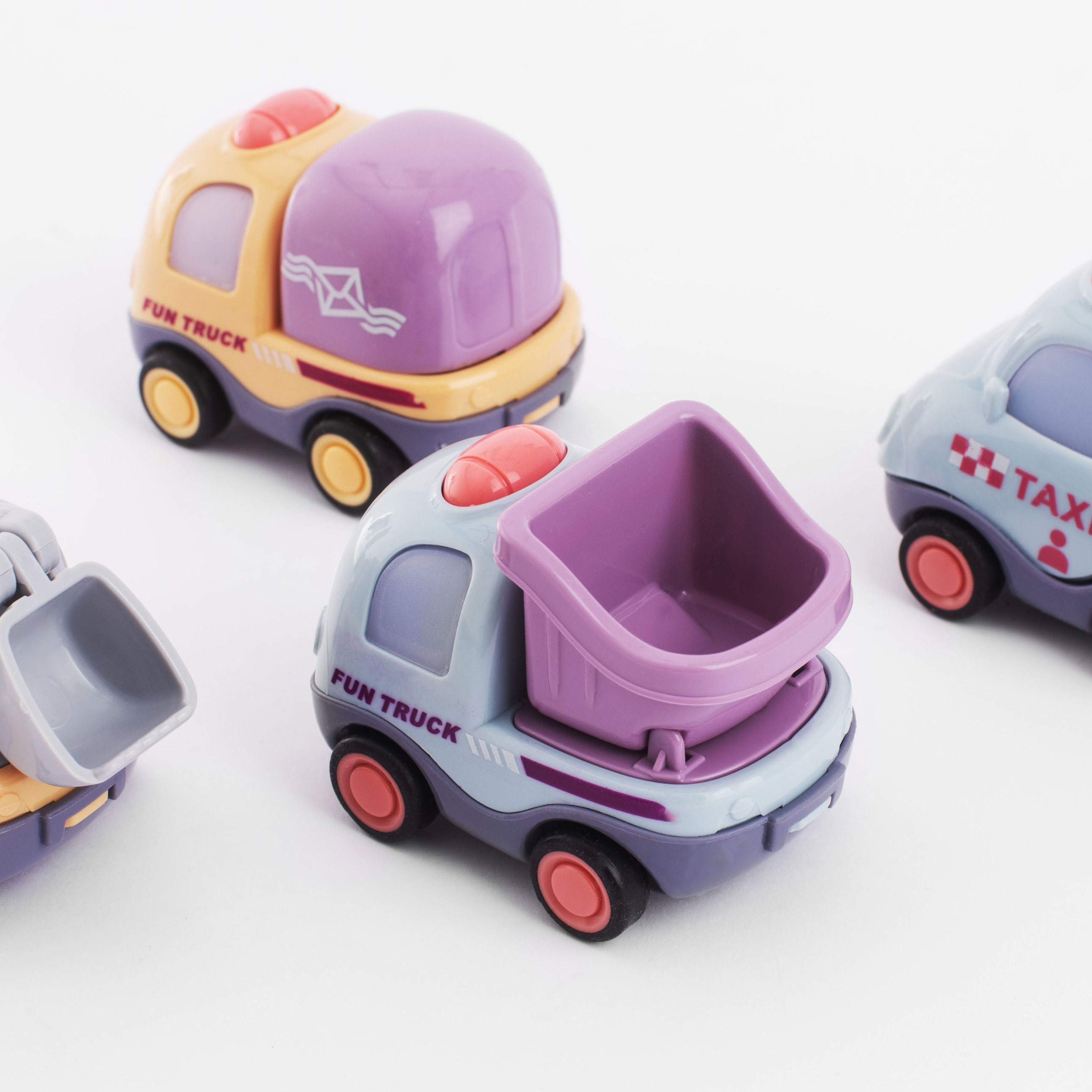 Набор игрушек, 6 см, 4 пр, инерционный, пластик, Машинки спецтехники, Kids  cars