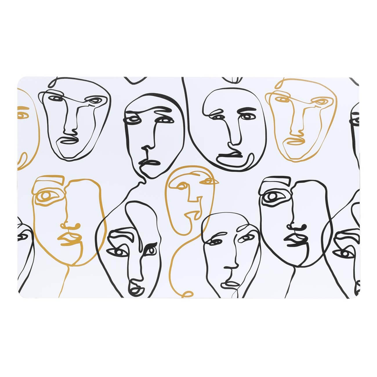 Салфетка под приборы, 28x43 см, 2 шт, пластик, прямоугольная, белая, Контурные лица, Plastic print салфетка york