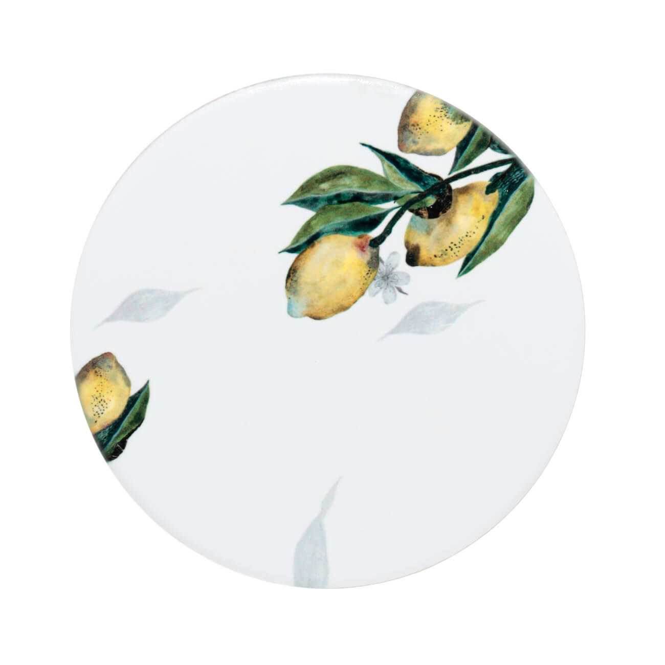 Подставка под кружку, 11 см, керамика/пробка, круглая, белая, Лимоны, Sicily in bloom подставка под кружку 11 см керамика пробка круглая климт поцелуй art поцелуй