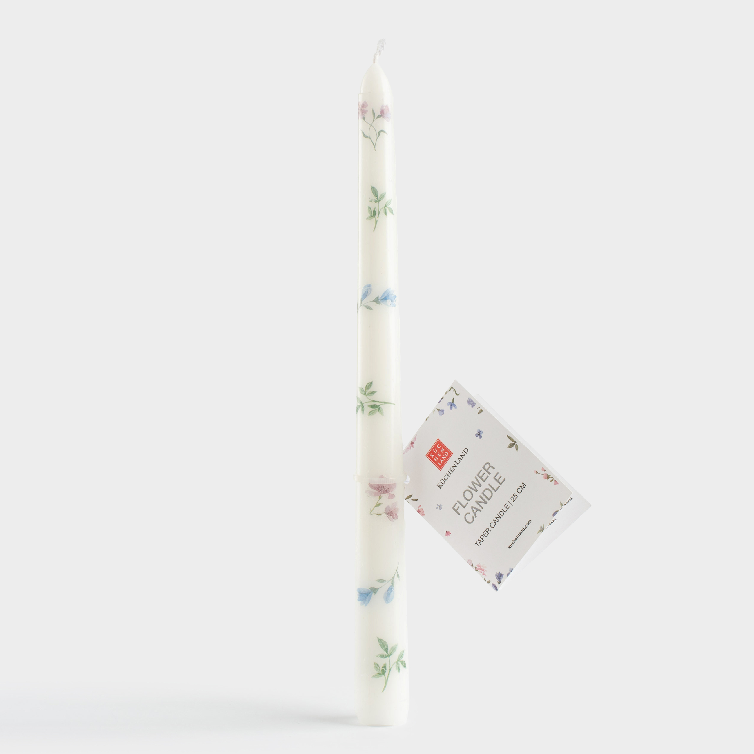 Свеча, 25 см, тонкая, Цветы, Flower candle