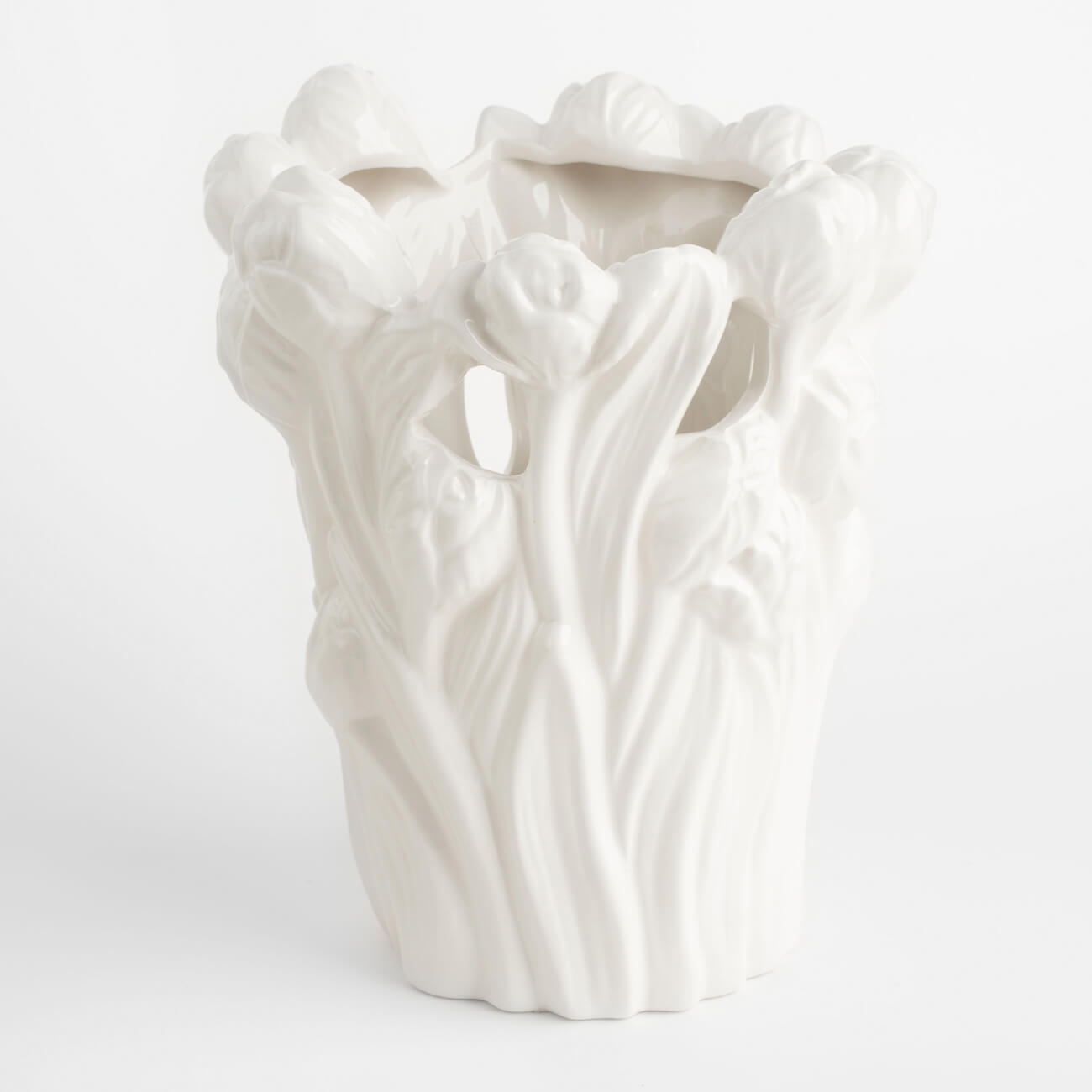 Ваза для цветов, 25 см, декоративная, керамика, белая, Тюльпаны, Tulip kuchenland ваза для цветов 26 см декоративная керамика белая лицо face