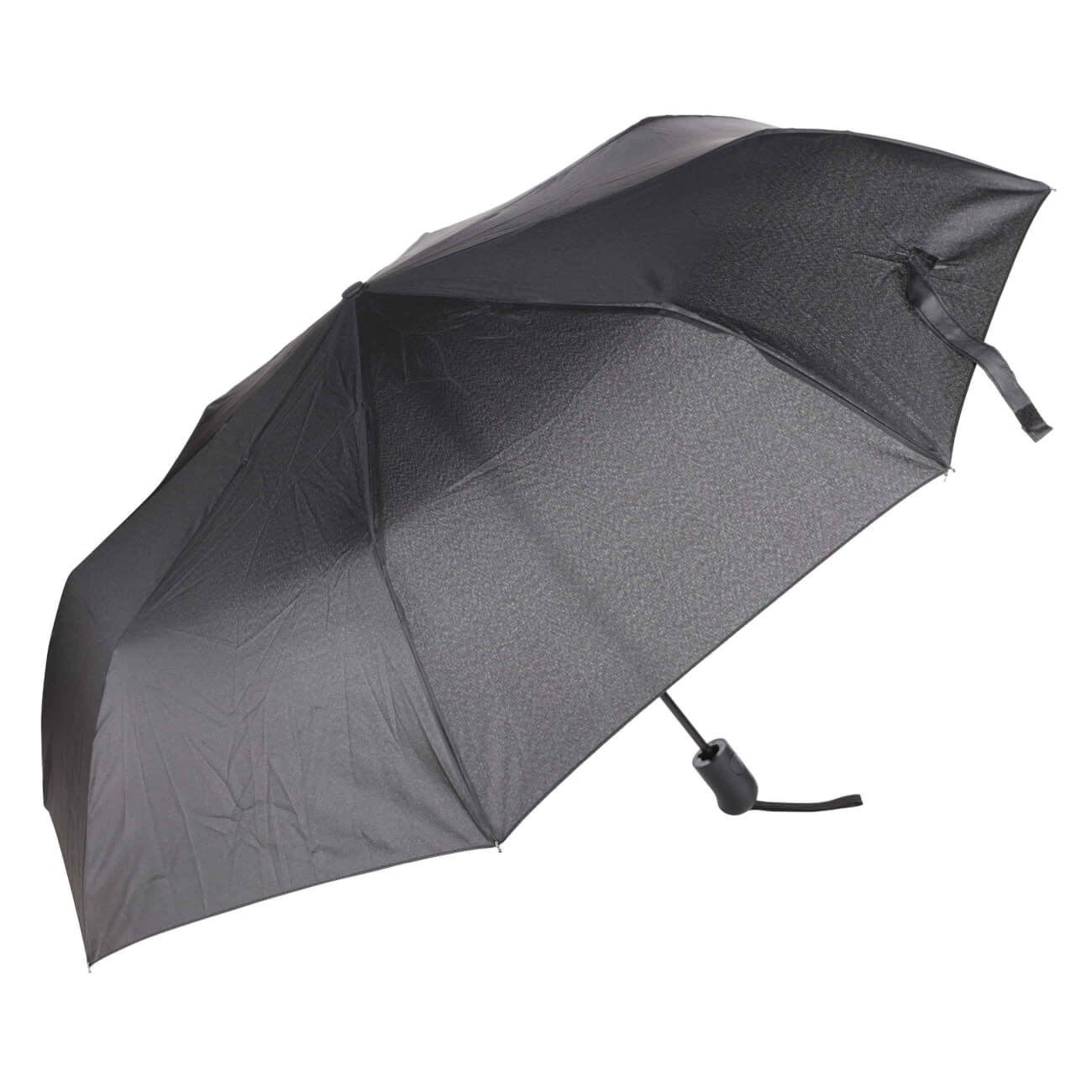 Зонт, 56 см, складной, полу-автоматический, эпонж, черный, Rainy - фото 1