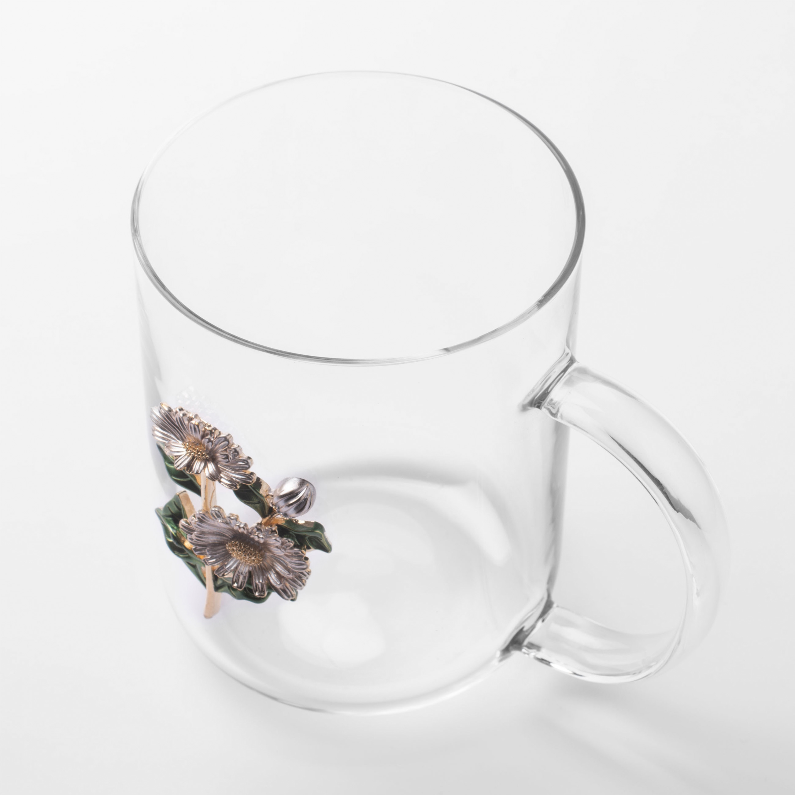 Кружка, 450 мл, стекло Б/металл, Цветы, Lux elements изображение № 3