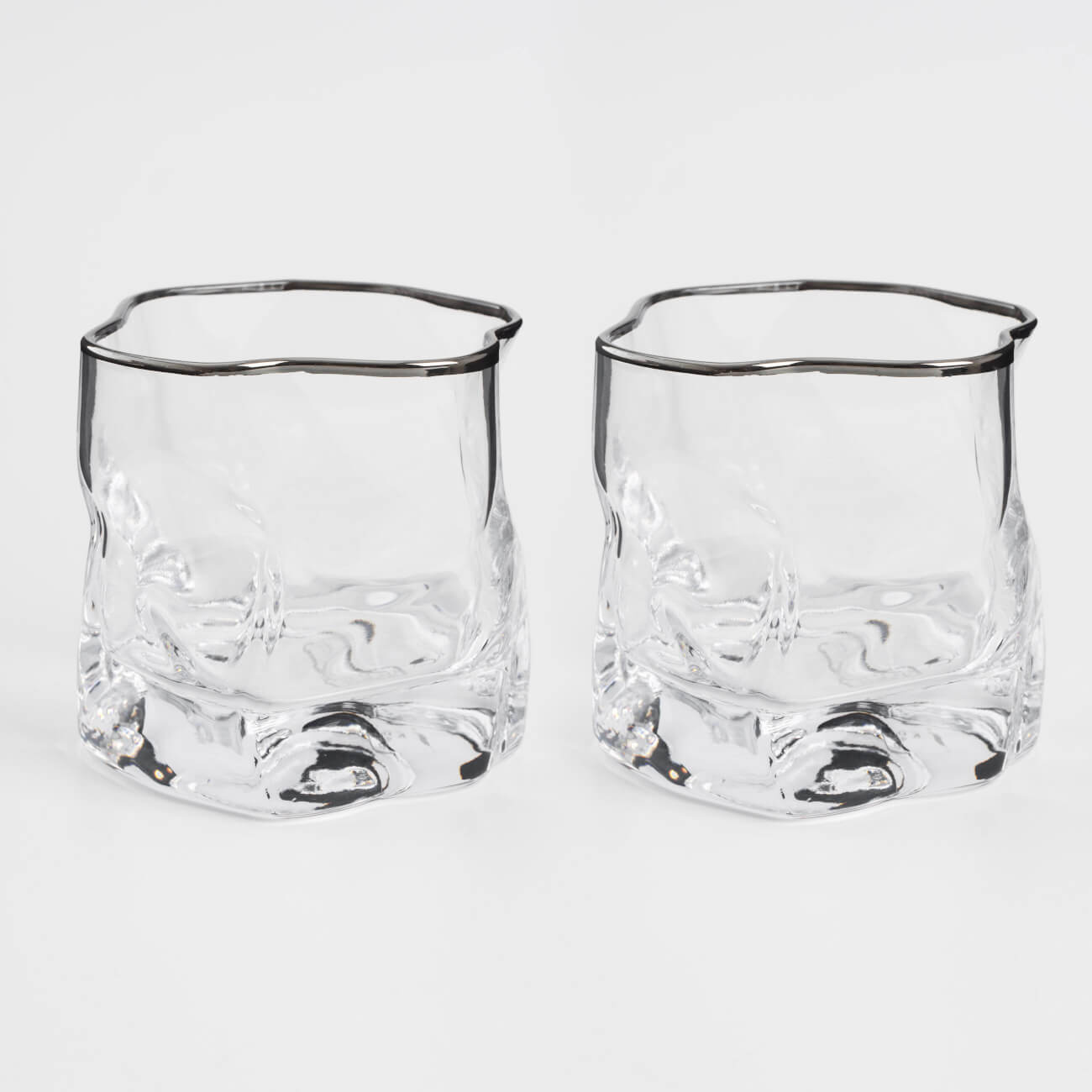 Стакан для виски, 8 см, 245 мл, 2 шт, стекло, с серебристым кантом, Slalom silver стакан для виски 300 мл 2 шт стекло волк elements