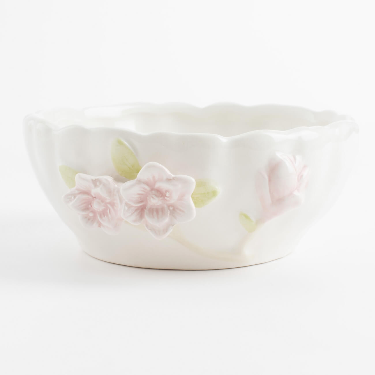 Салатник, 15х6 см, керамика, молочный, Цветы магнолии, Magnolia - фото 1