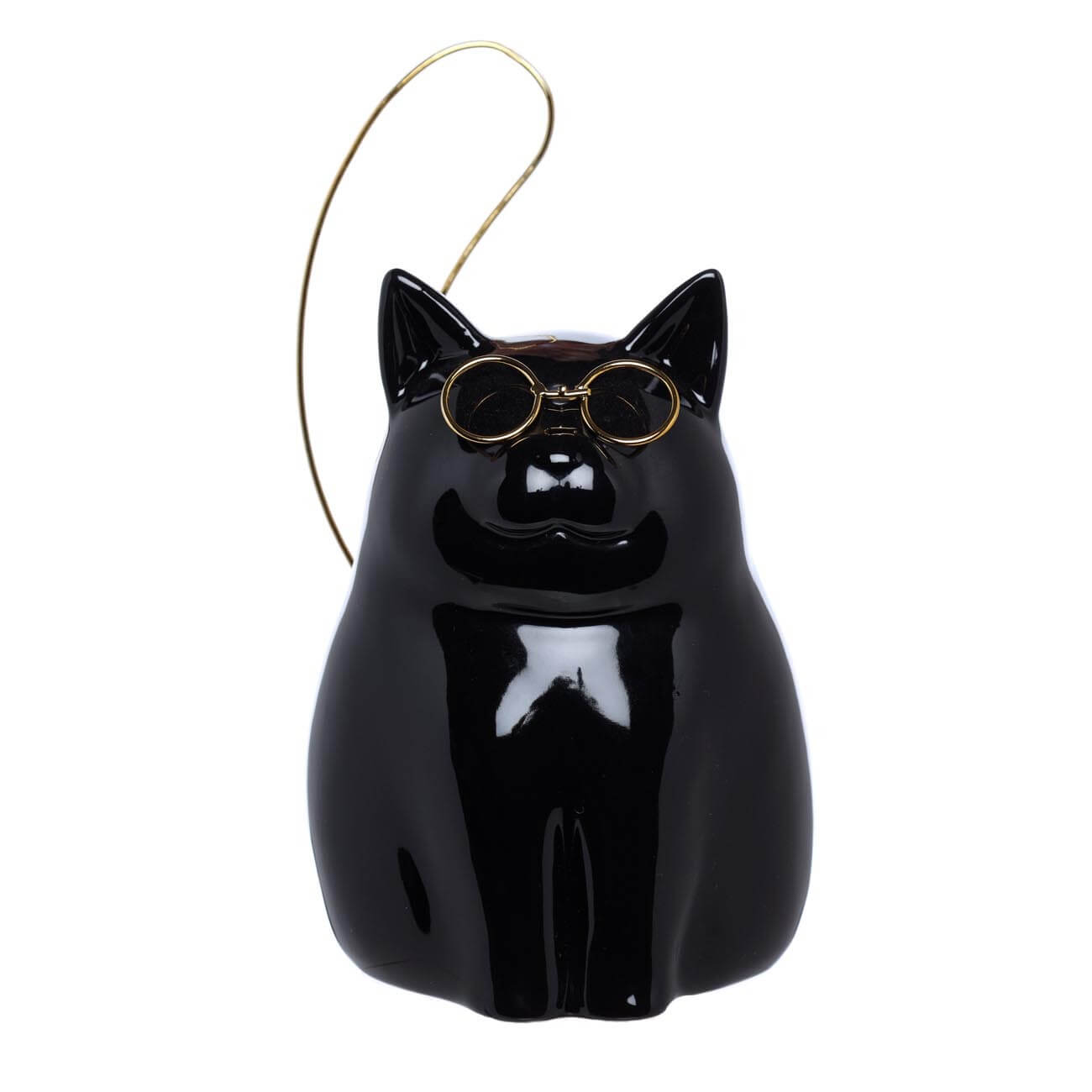 Копилка, 16 см, фарфор Р/металл, Черная кошка в очках, Cat копилка джип 29х12х8 см металл y6 10665