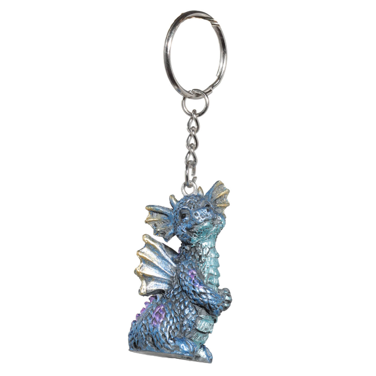 Брелок, 5 см, полирезин/металл, синий радужный, Дракон, Dragon blu сувенир дракон лилу гжель