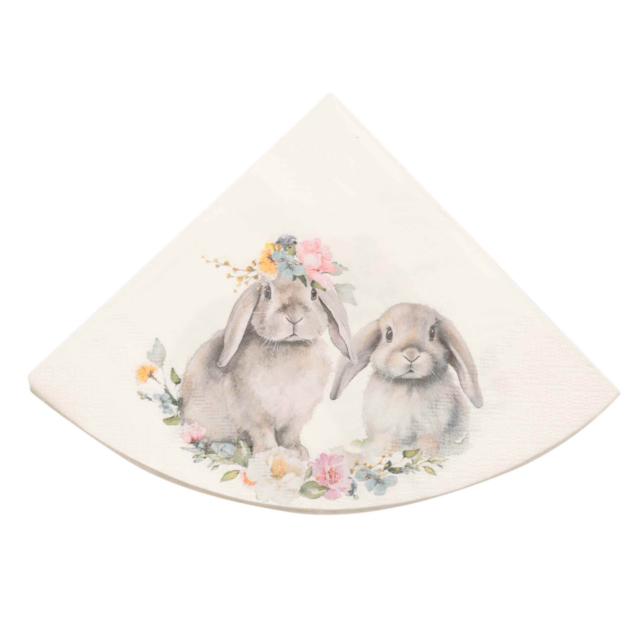 Салфетки бумажные, 33х33 см, 20 шт, круглые, белые, Кролики с цветами, Pure Easter