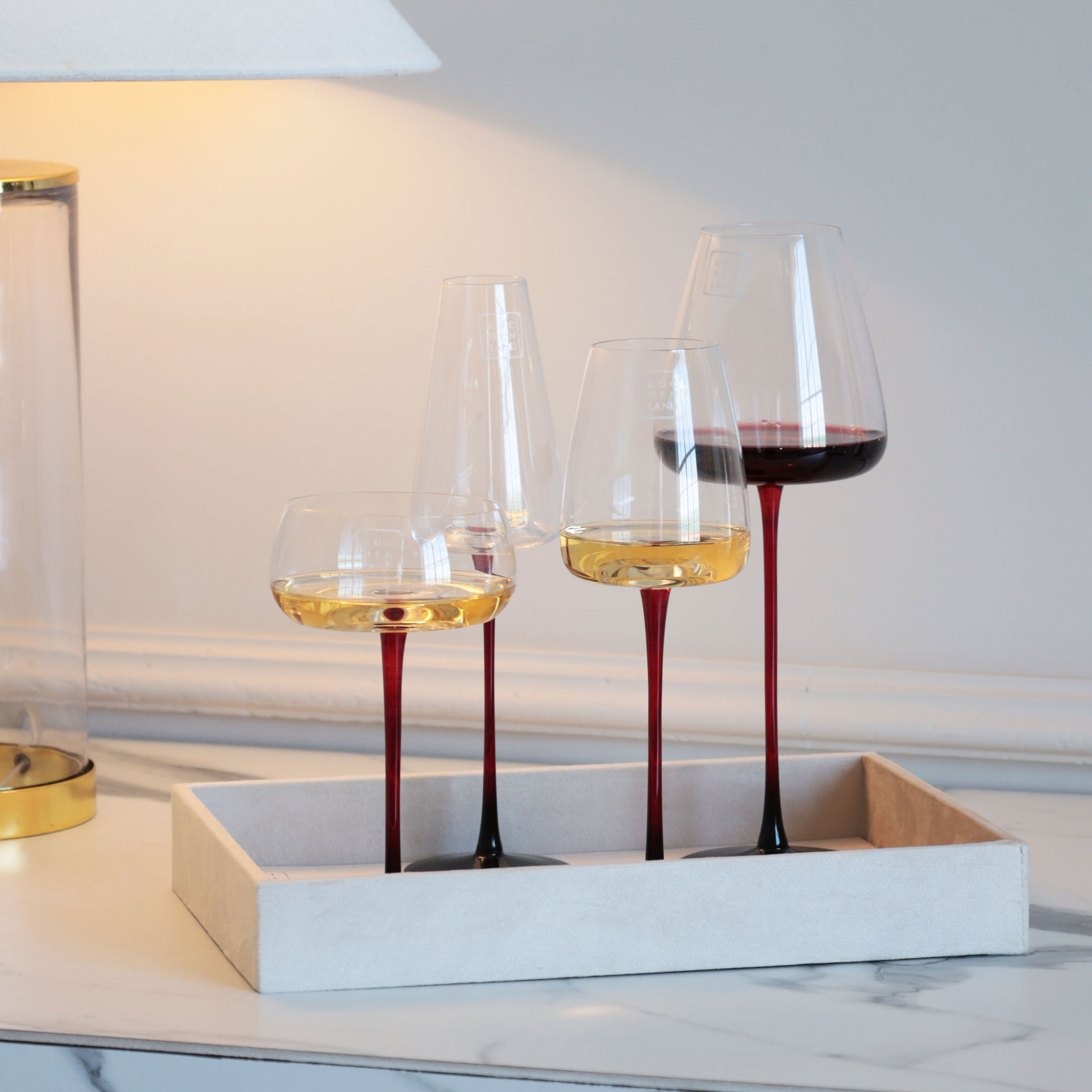 Бокал-креманка для шампанского, 270 мл, 2 шт, стекло, черно-красная ножка, Sorento color изображение № 5