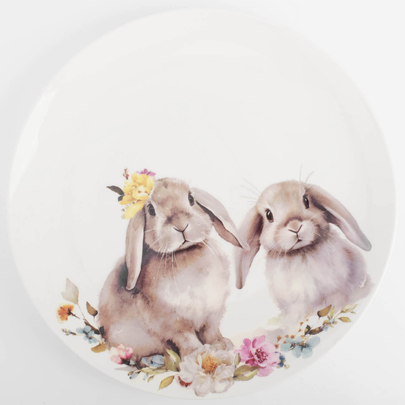 Тарелка обеденная, 27 см, фарфор N, Кролики с цветами, Pure Easter салфетка под приборы 38 см полиэстер круглая бежевая кролики pure easter