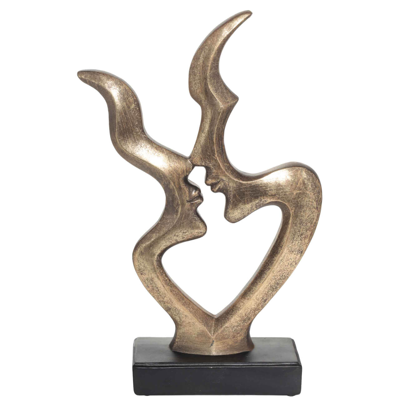 Статуэтка, 35 см, полирезин, черно-золотистая, Силуэт поцелуя, Baise статуэтка 23х16 см полирезин золотистая графичный дракон art modern