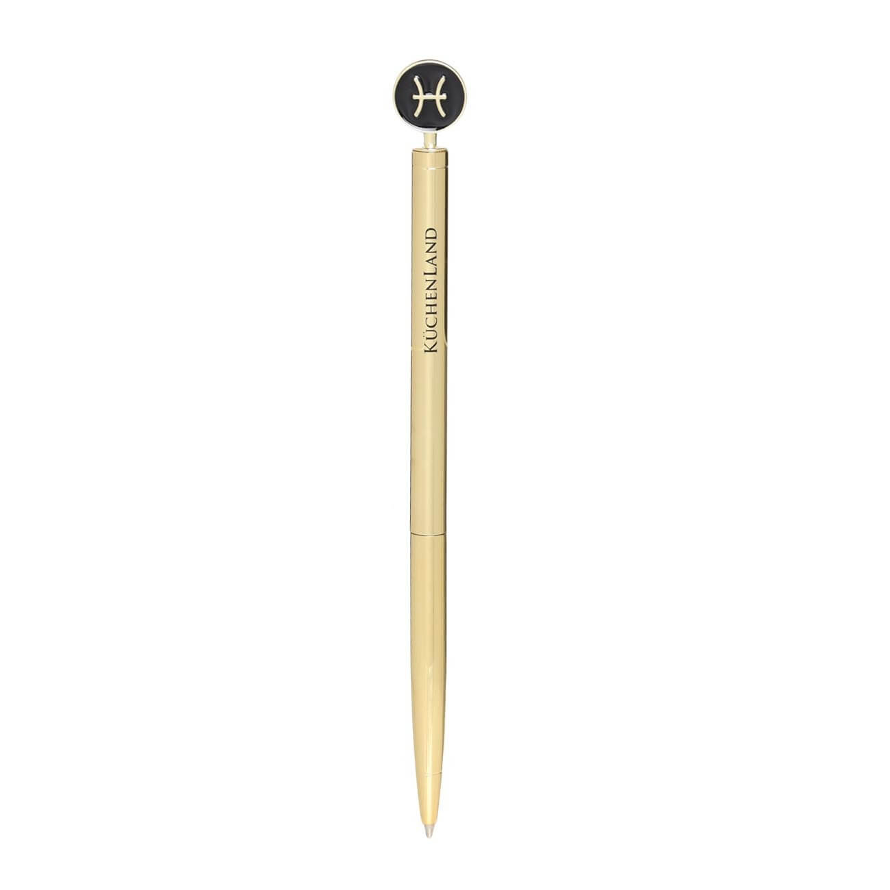 Ручка шариковая, 15 см, с фигуркой, сталь, золотисто-черная, Рыбы, Zodiac