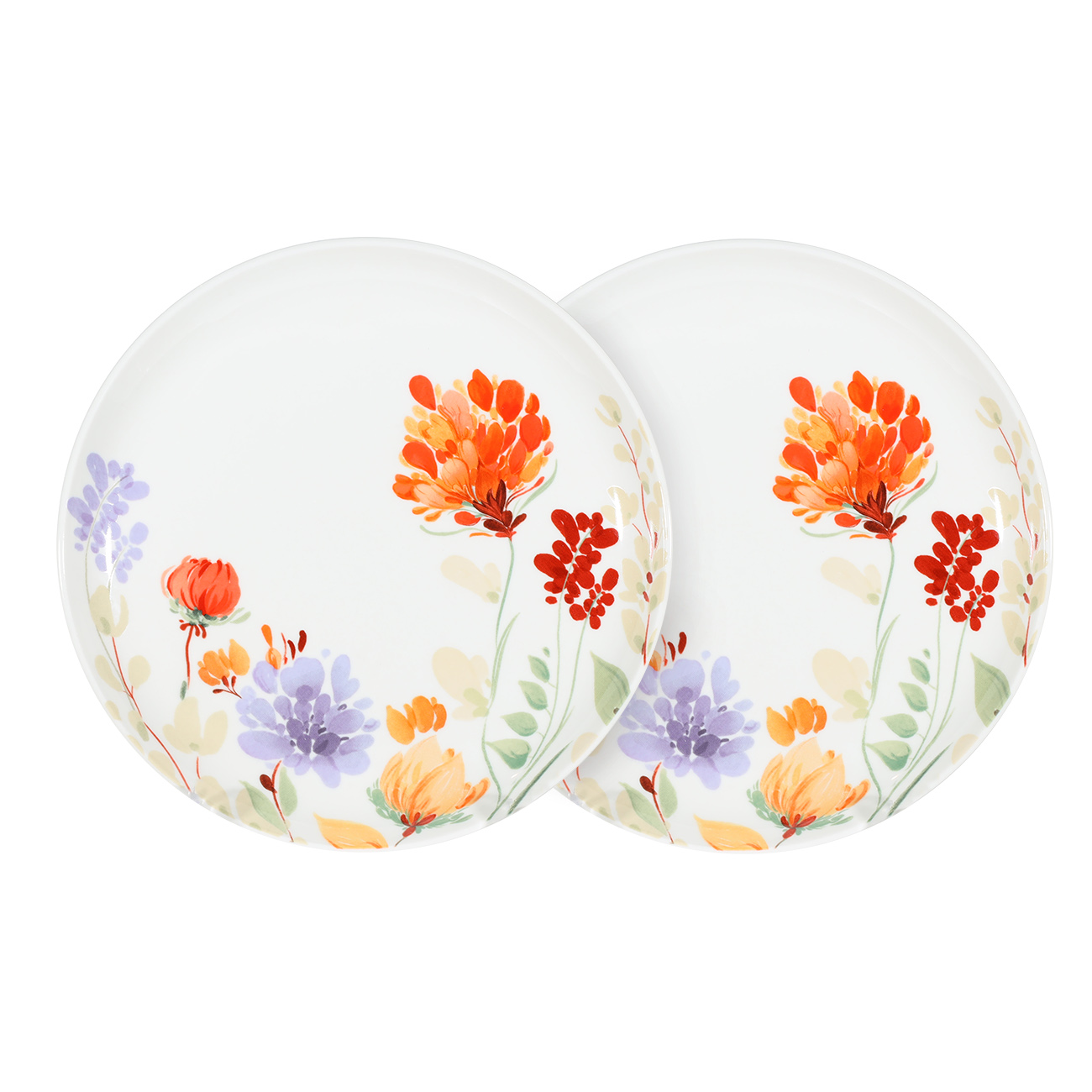 Тарелка закусочная, 21 см, 2 шт, фарфор N, белая, Акварельные цветы, Autumn bright