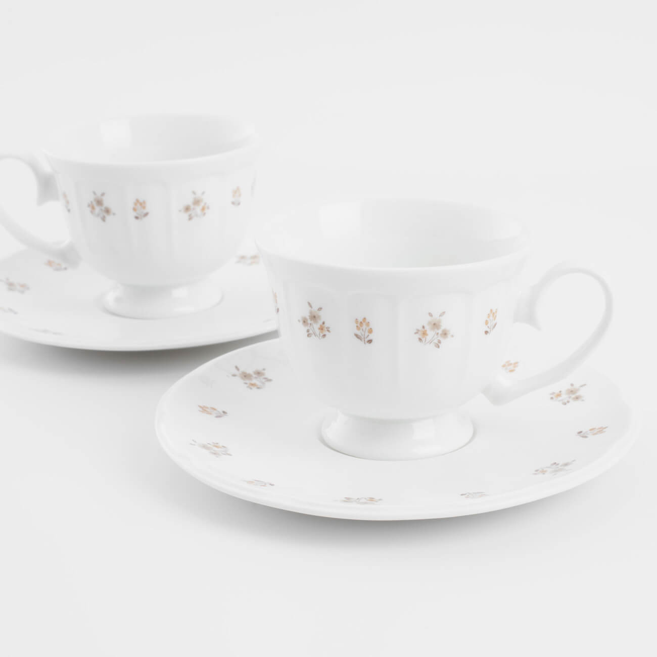 Пара чайная, 2 перс, 4 пр, 180 мл, фарфор N, белая, Винтажные цветы, La flore - фото 1