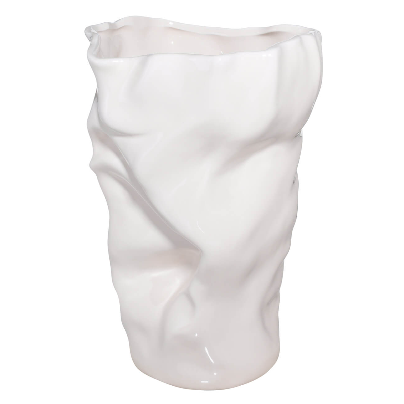 ваза для ов 24 см керамика белая мятый эффект crumple Ваза для цветов, 27 см, керамика, молочная, Мятый эффект, Crumple