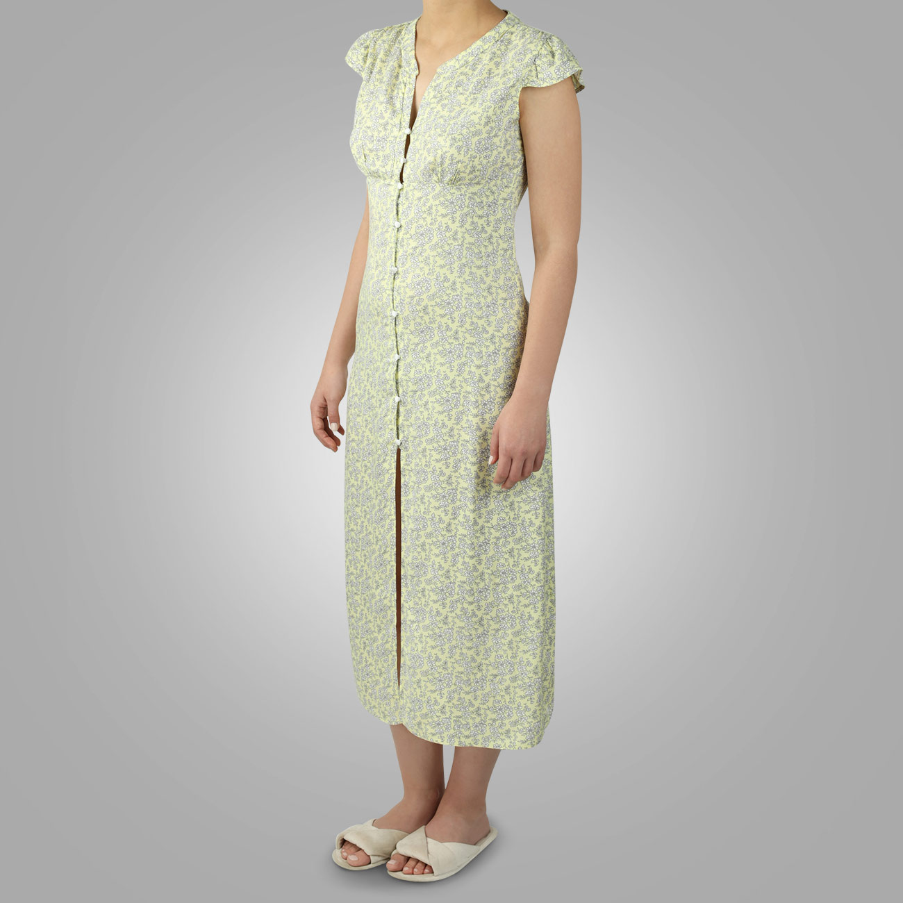 

Платье женское, миди, р. M, с коротким рукавом, вискоза, желтое, Цветы, Sylvia