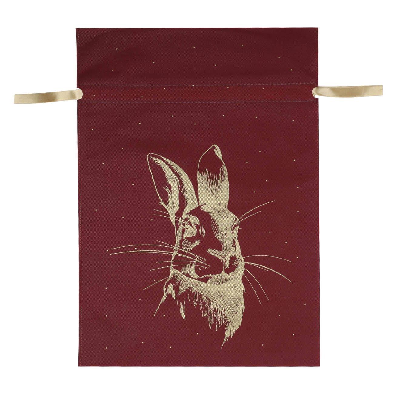 Мешок подарочный, 40х56 см, с завязками, полипропилен, красный, Кролик золотистый, Rabbit