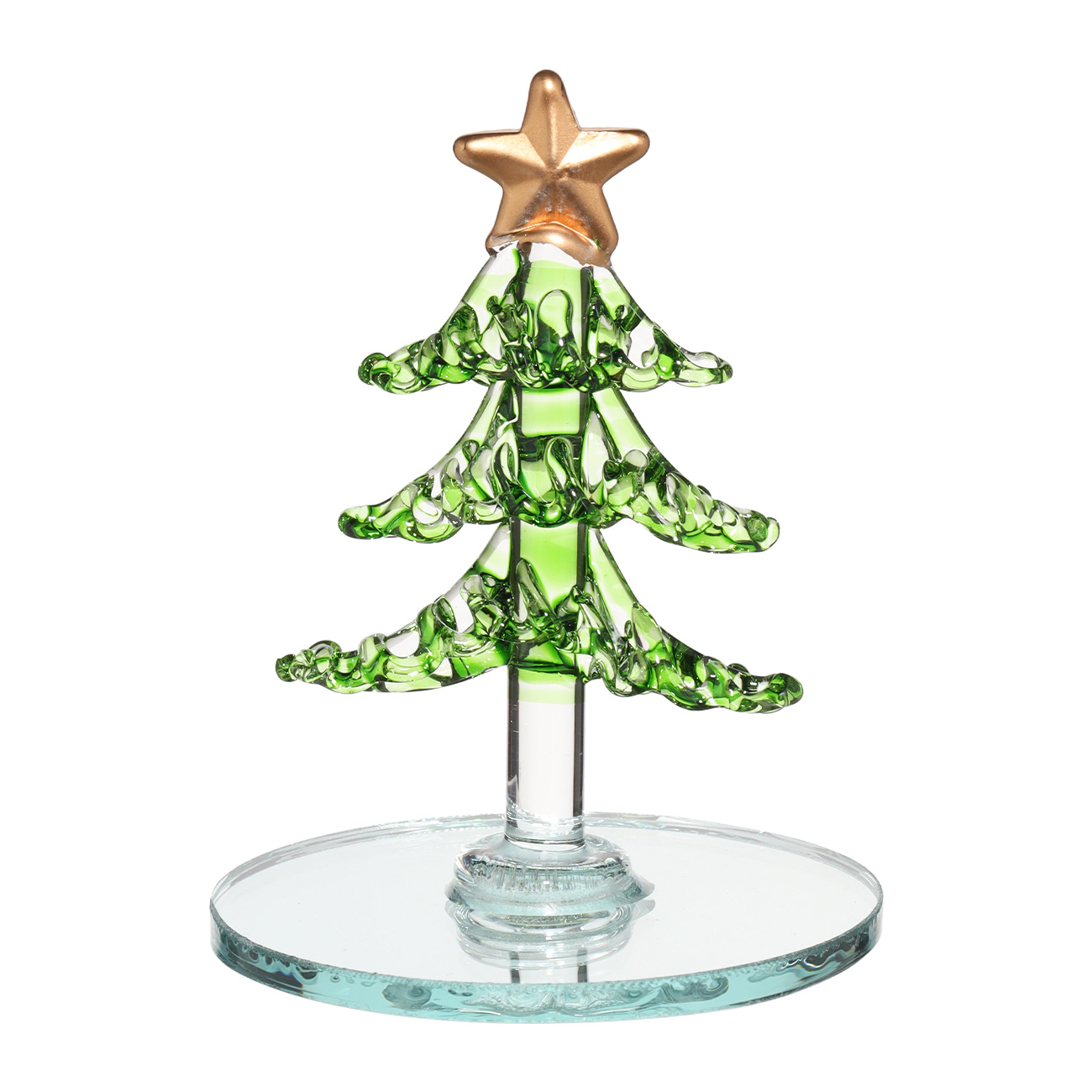 Статуэтка, 9 см, стекло, зеленая, Елка со звездой, Christmas classic - фото 1