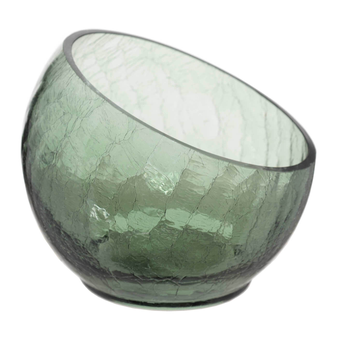 Конфетница, 15x17 см, стекло, зеленая, Кракелюр, Ice color