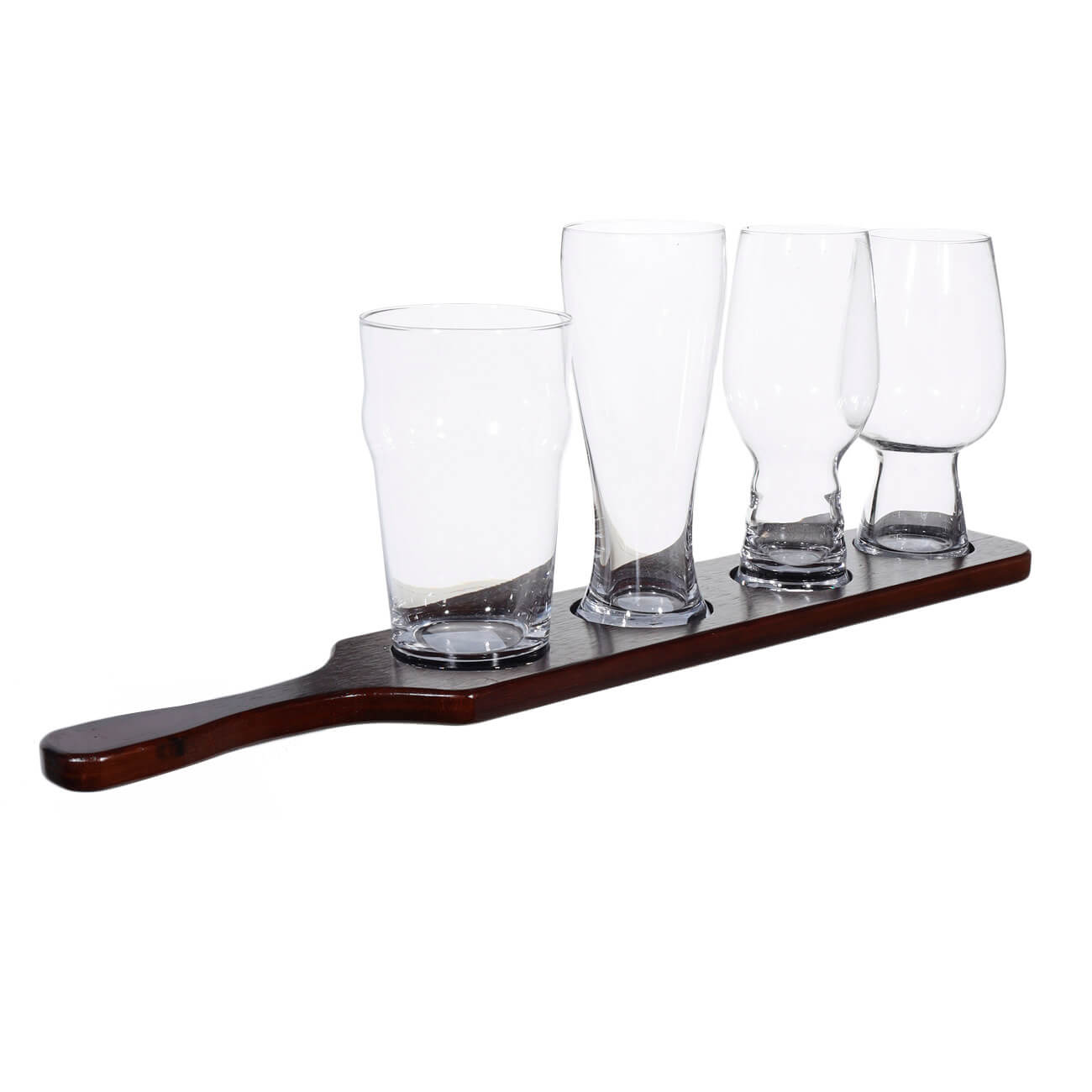 Набор стаканов для пива, 4 шт, на подставке, стекло/дерево, Noble tree набор низких стеклянных стаканов зальцбург 300 мл 6 шт