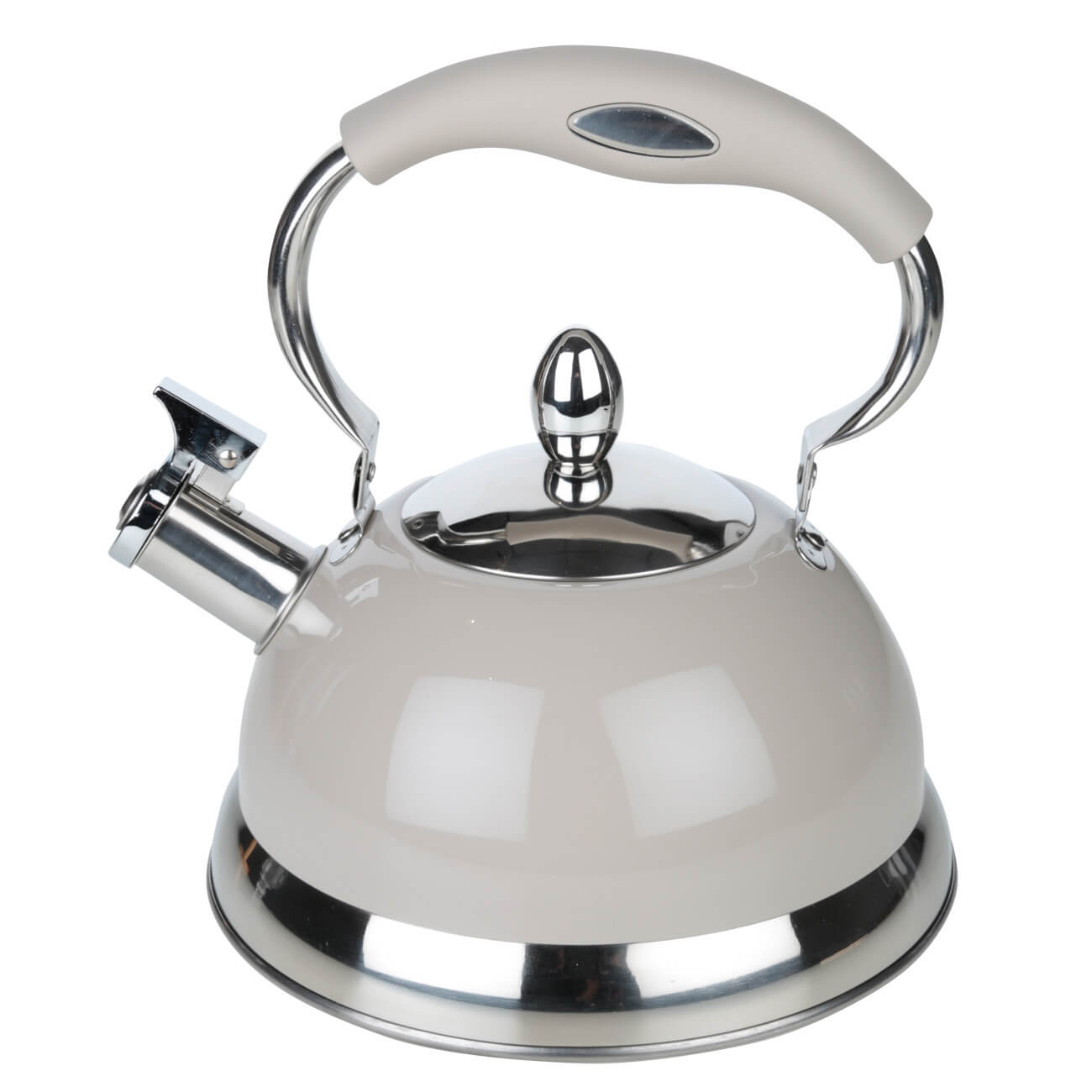 Чайник, 2,7 л, cо свистком, сталь, серый, Whistle чайник сталь эмалированное покрытие 2 2 л со свистком agness charm индукция 934 603