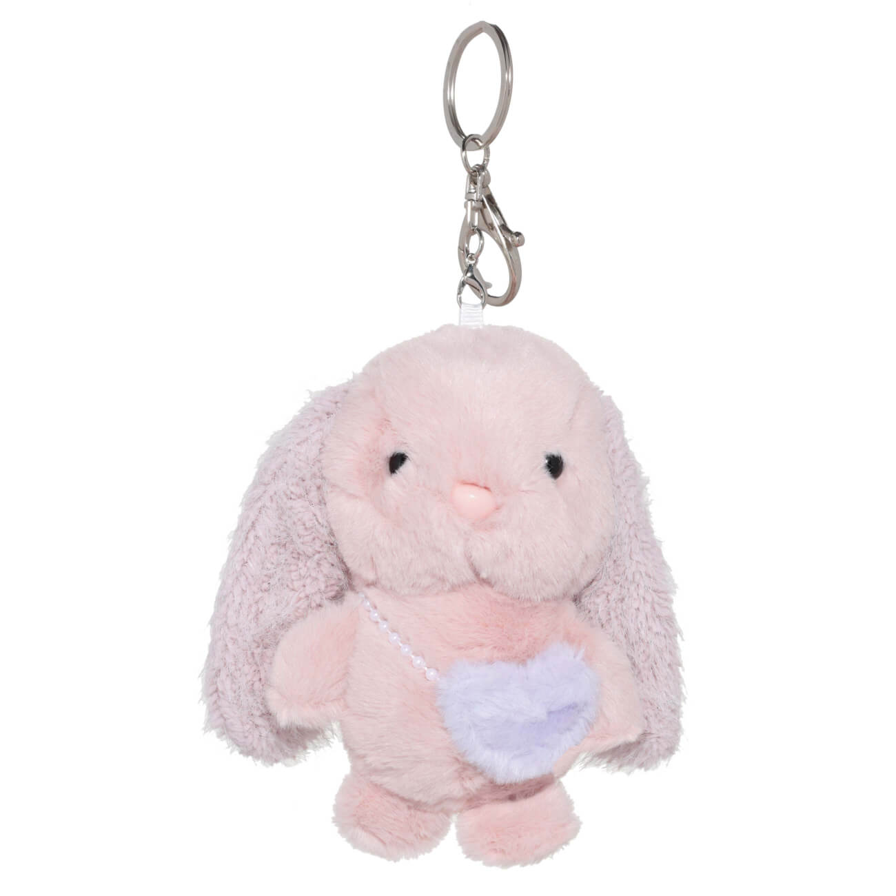 Брелок, 11 см, мягкий, полиэстер/металл, розово-фиолетовый, Зайка с сумочкой, Rabbit мягкая игрушка зайка снежок с длинными ушами в шарфе 20 см
