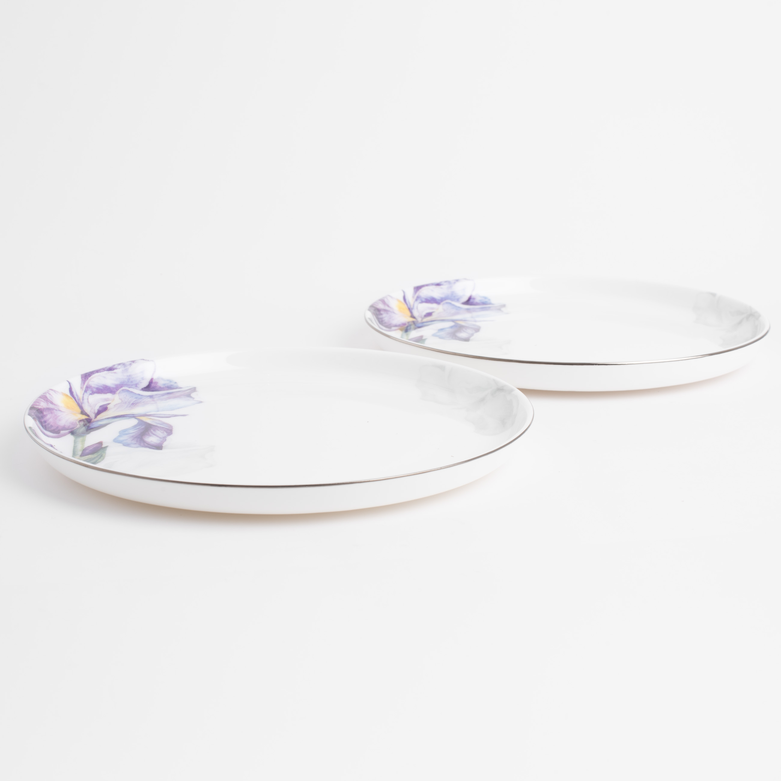 Тарелка десертная, 20 см, 2 шт, фарфор F, с серебристым кантом, Ирисы, Antarctica Flowers изображение № 3