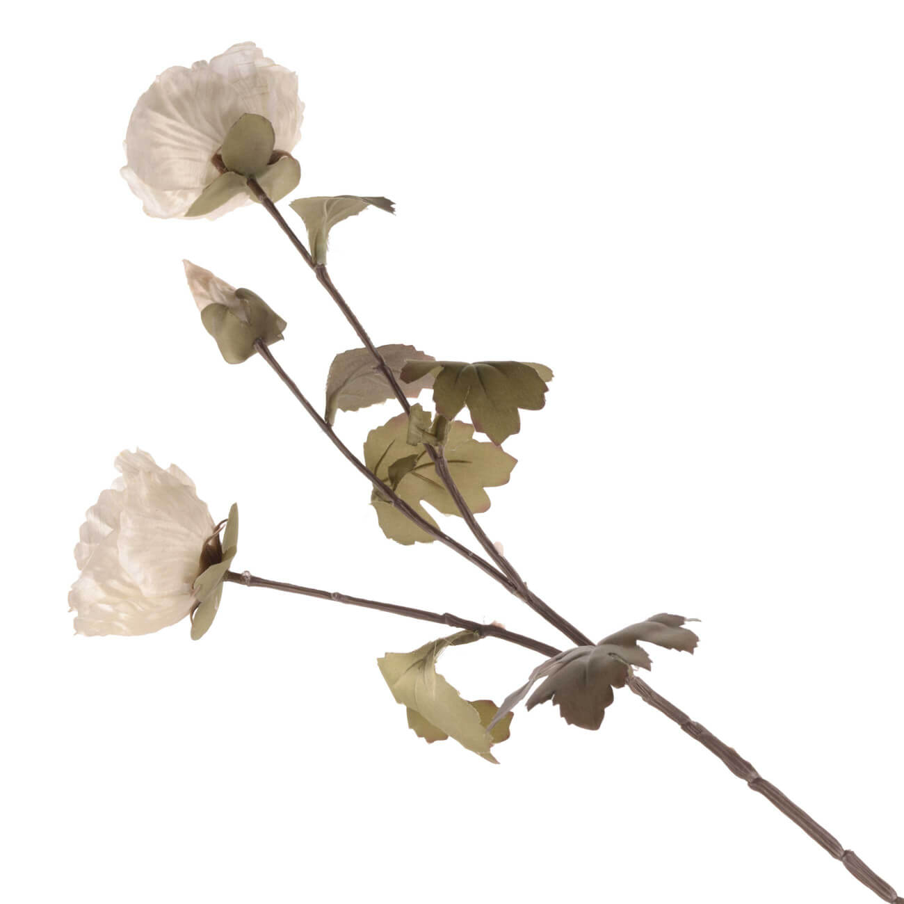 Цветок искусственный, 77 см, полиэстер, Мак белый, Foggy morning