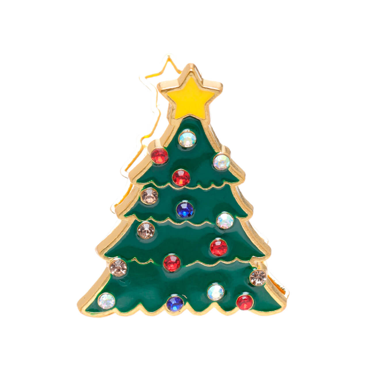 Клипса декоративная, 4 см, металл, зеленая, Елка, Christmas - фото 1