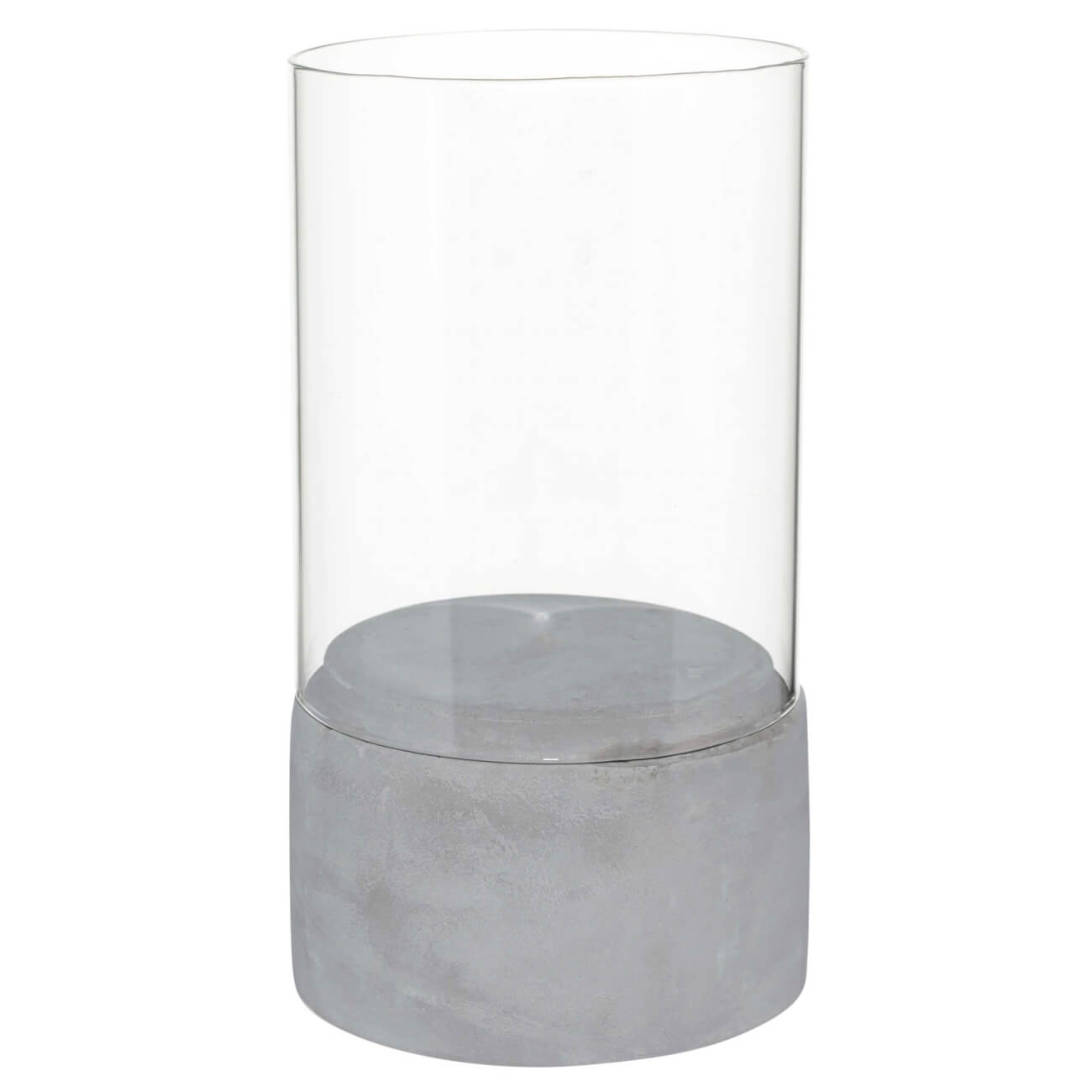Подсвечник, 22 см, для одной свечи, стекло/бетон, Basic подсвечник для одной свечи узел бело 29 5 х 7 5 х 7 5 см