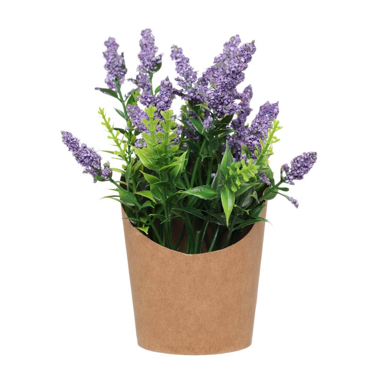 Растение искусственное, 16 см, в крафте, полиэстер/бумага, Лаванда, Lavender растение силиконовое аквариумное светящееся в темноте 7 х 12 5 см оранжевое