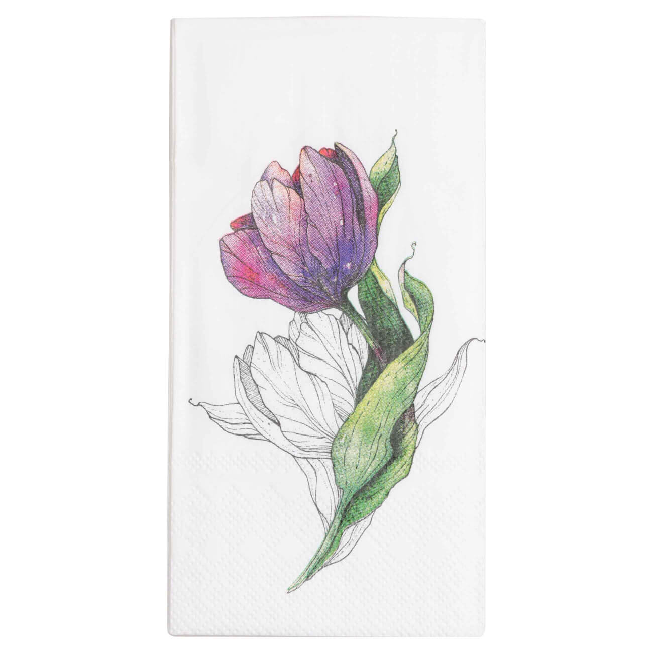 Салфетки бумажные, 33х33 см, 20 шт, прямоугольные, белые, Тюльпан, Tulip garden изображение № 1