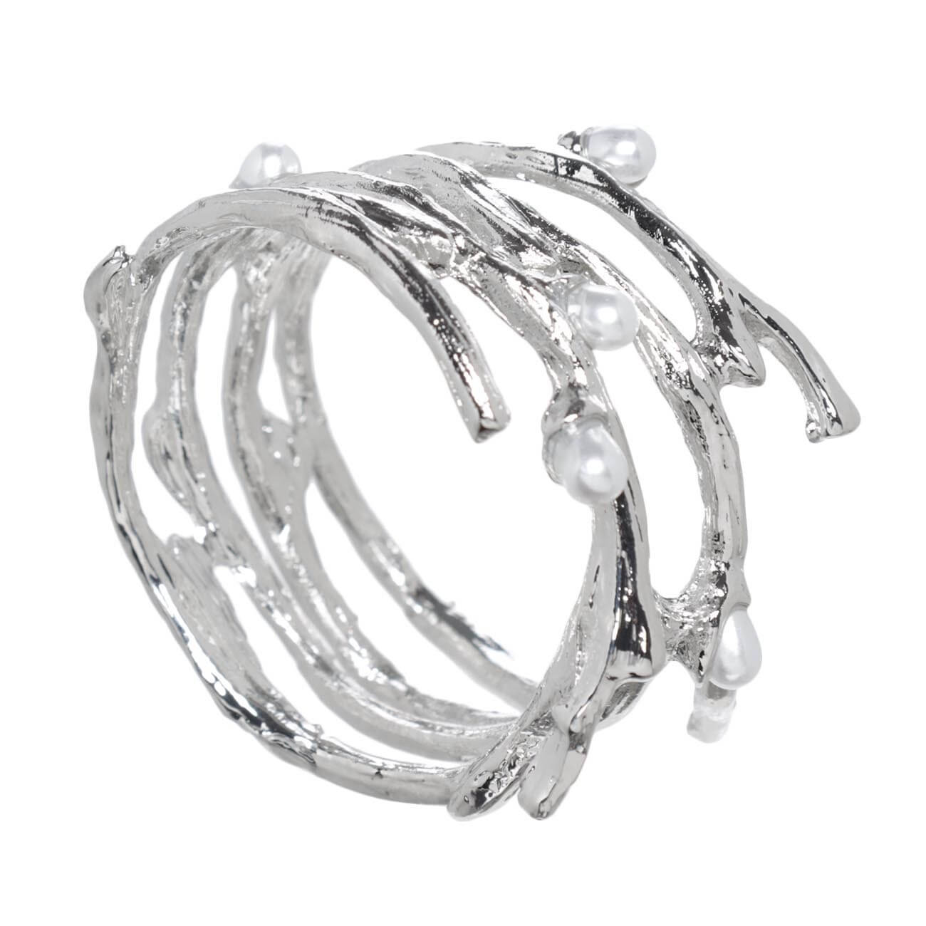 Кольцо для салфеток, 4 см, металл/пластик, серебристое, Жемчужины, Pearl кольцо amore ок ное в серебре безразмерно