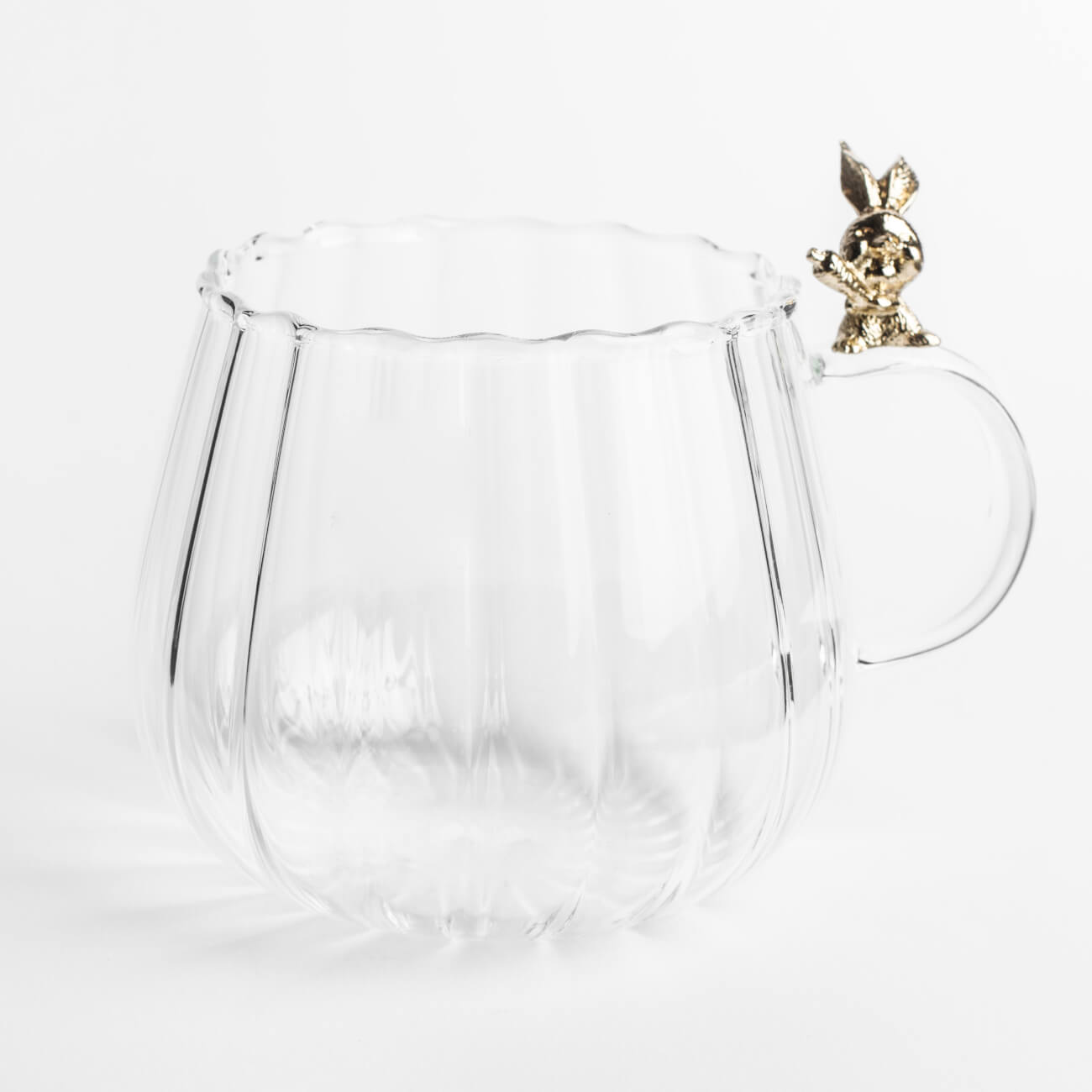 Кружка, 400 мл, стекло Б/металл, Золотистый кролик, Camellia - фото 1