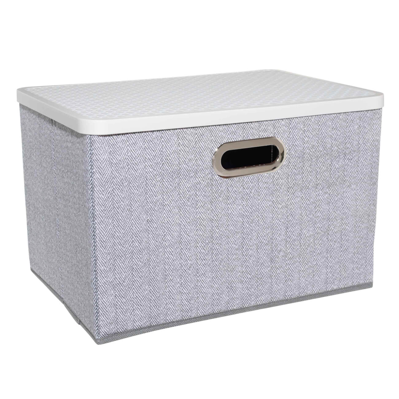 Органайзер-короб для вещей, 38х26 см, с ручками/крышкой, текстиль/пластик, серый, Pedant new