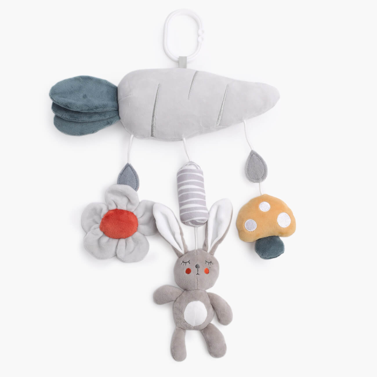 Игрушка, 40х27 см, развивающая, подвесная, полиэстер, серая, Морковка, Cradle развивающая игрушка грелка мишка крошка с вишнёвыми косточками