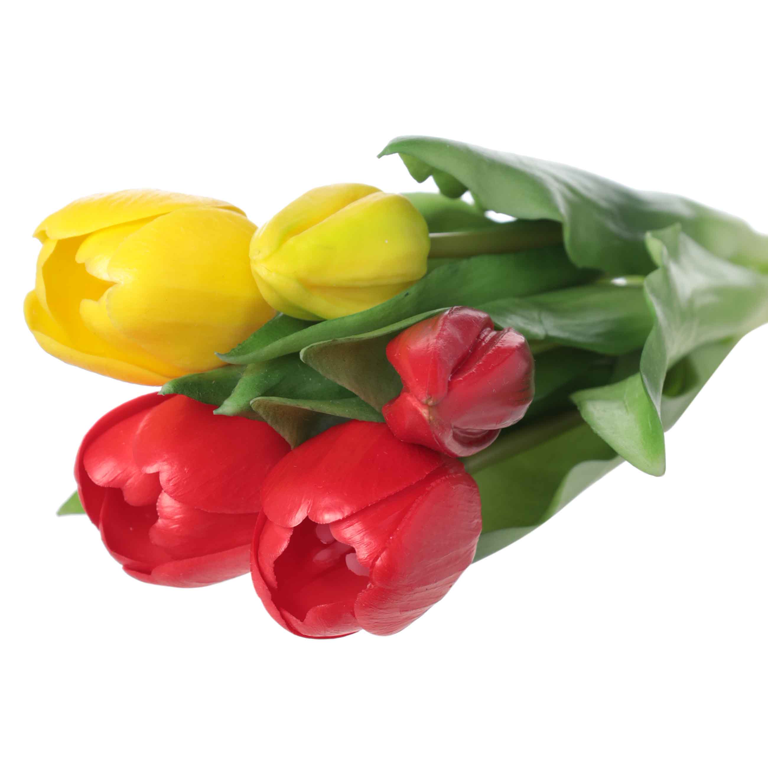 Букет декоративный, 29 см, в упаковке, ТЭП/бумага, Желтые и красные тюльпаны, Tulip garden изображение № 3