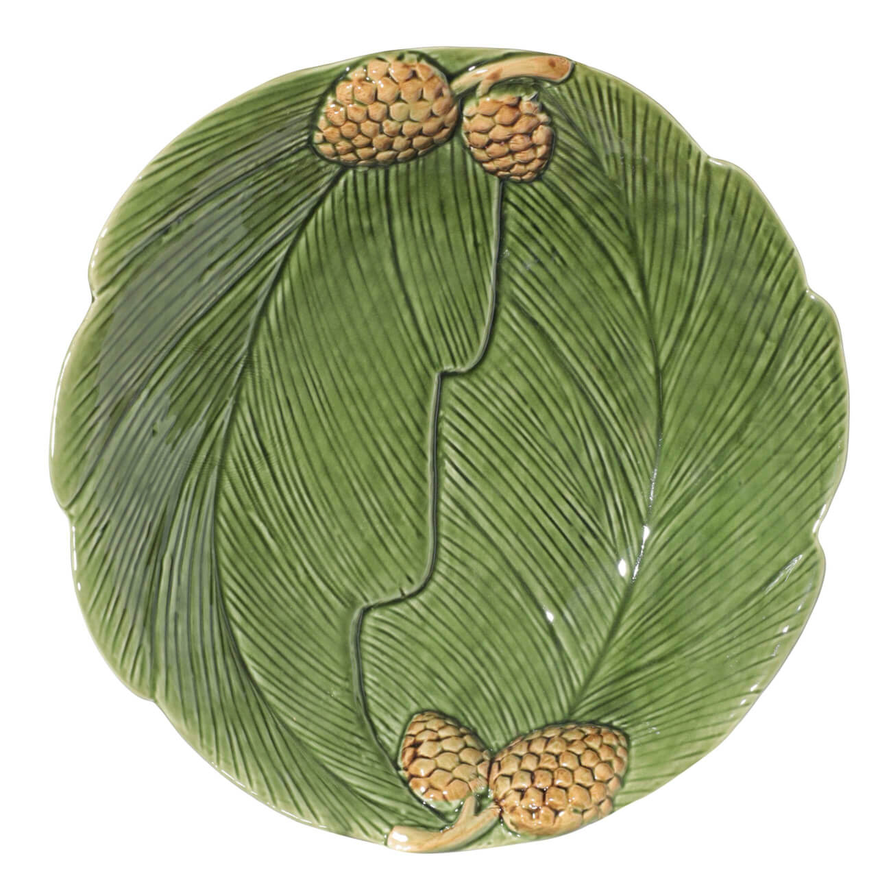 Блюдо, 26 см, керамика, круглое, зеленое, Шишки на листе, Fir cone блюдо для запекания berghoff 18х12 5 см керамика 4490281