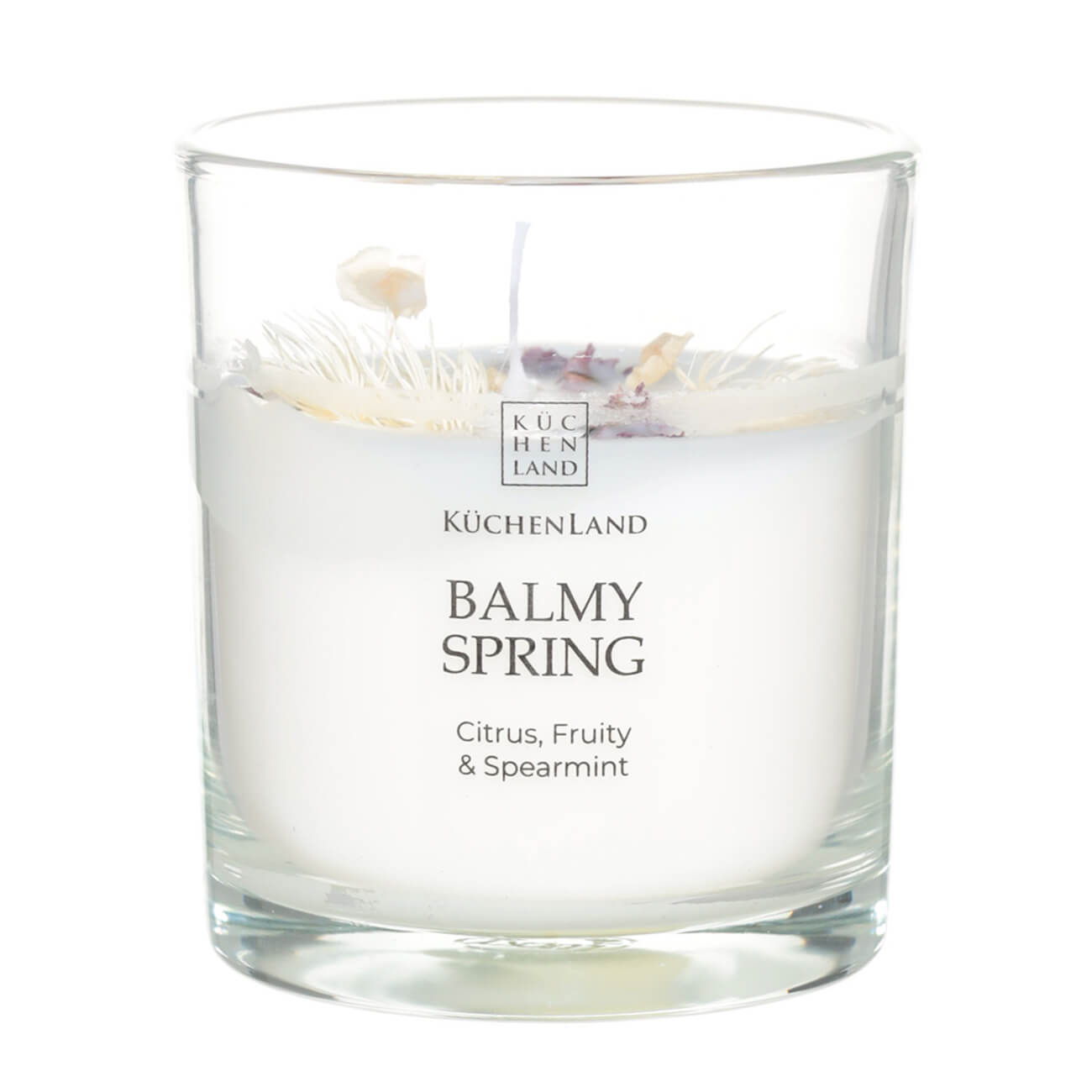 Свеча ароматическая, 9 см, в подсвечнике, с сухоцветами, Citrus, Fruity&Spearmint, Balmy spring изображение № 1
