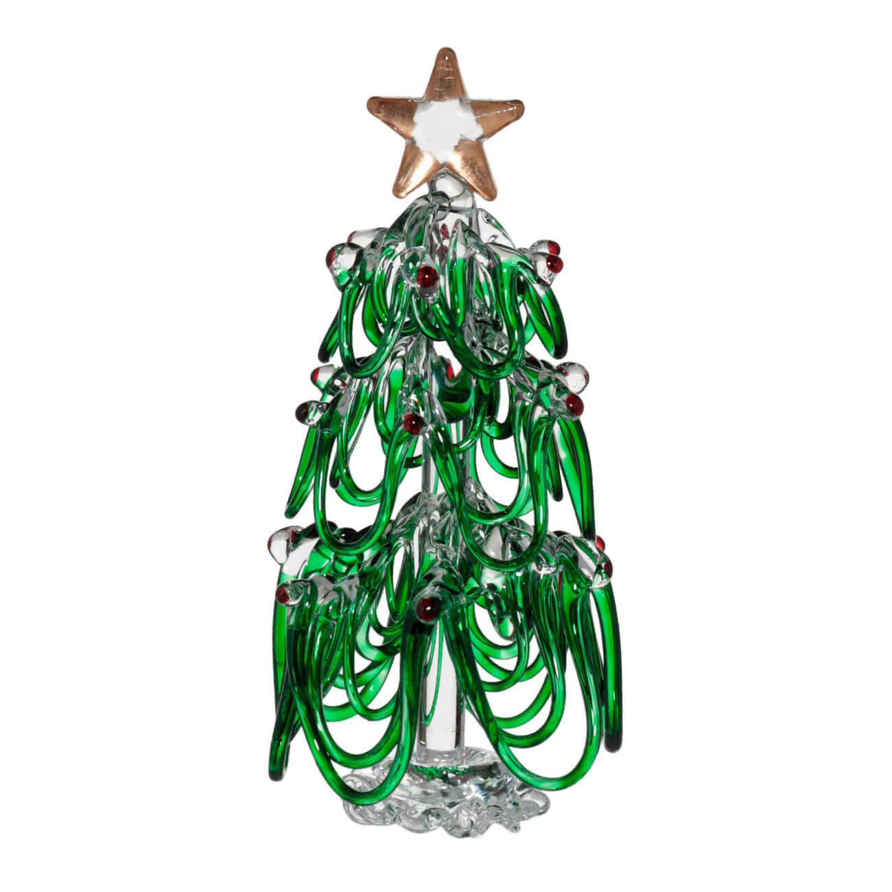 Статуэтка, 10 см, стекло, зеленая, Елка со звездой, Christmas classic