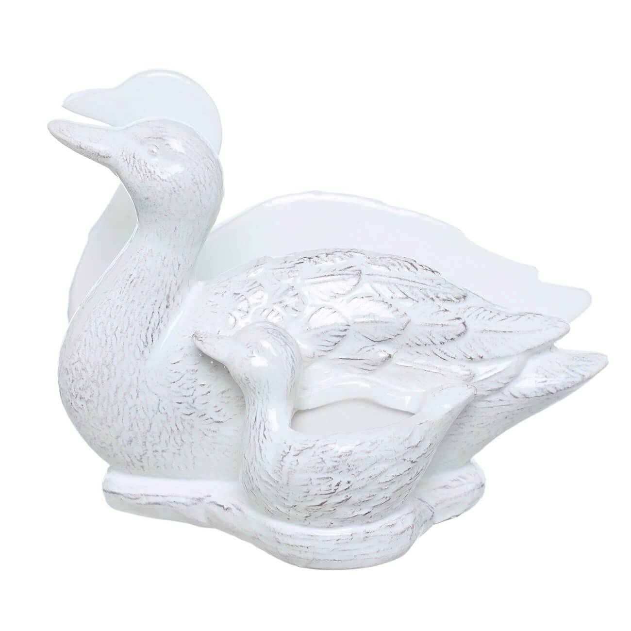 Салфетница, 15 см, с отделением для зубочисток, керамика, белая, Утка с утенком, Duck флюгер большой duck