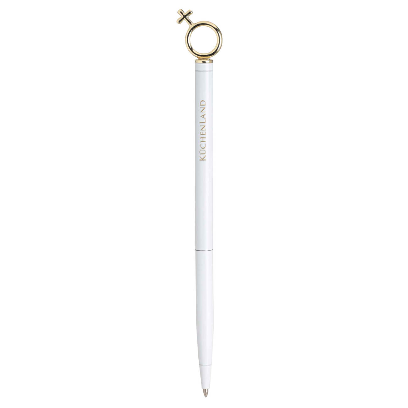 Ручка шариковая, 14 см, с фигуркой, металл, белая, Символ женщины, Draw figure dueto gun ручка стилус